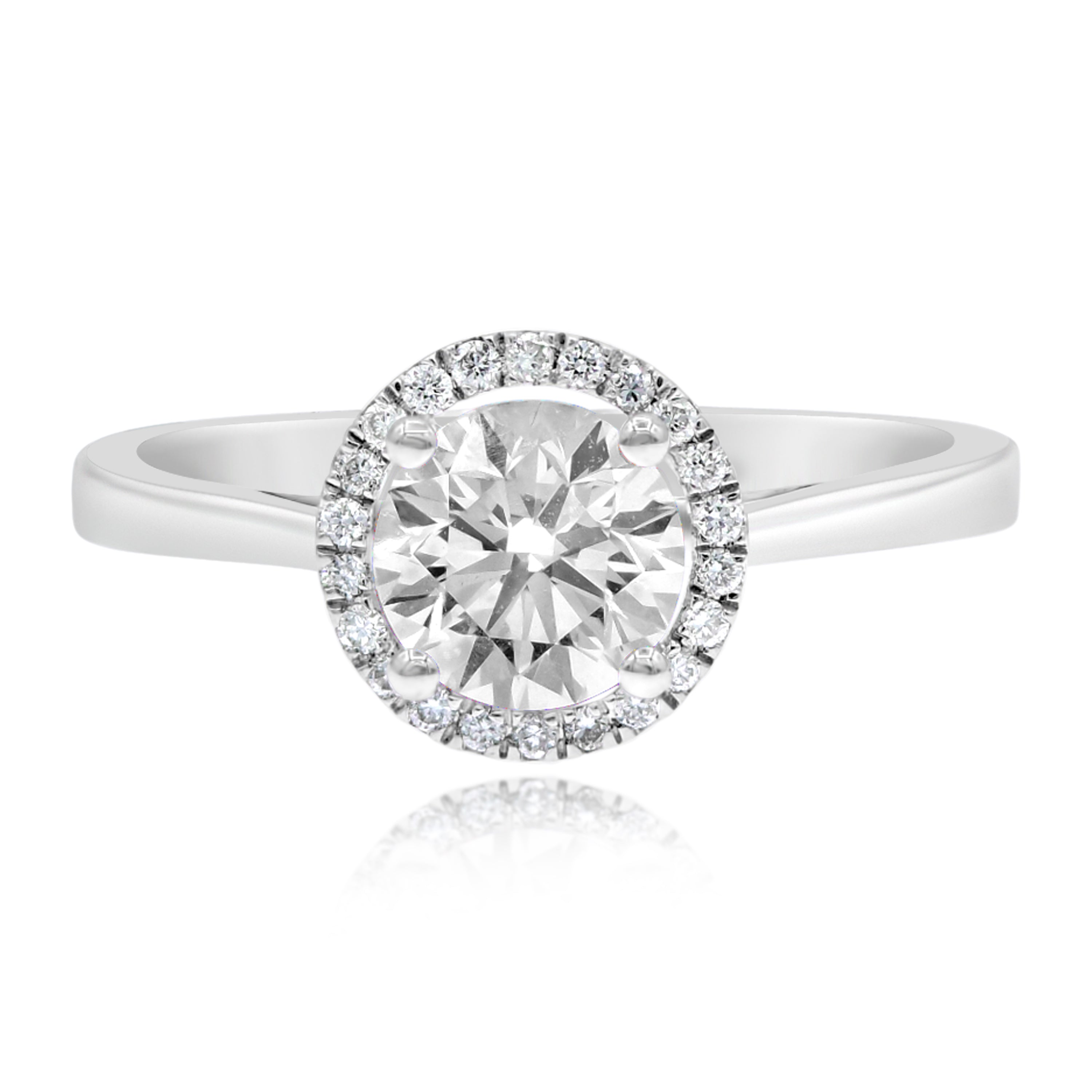 1.11 ct. Lab-Grown Diamond 14K White Gold Round Cathedral Engagement Ring