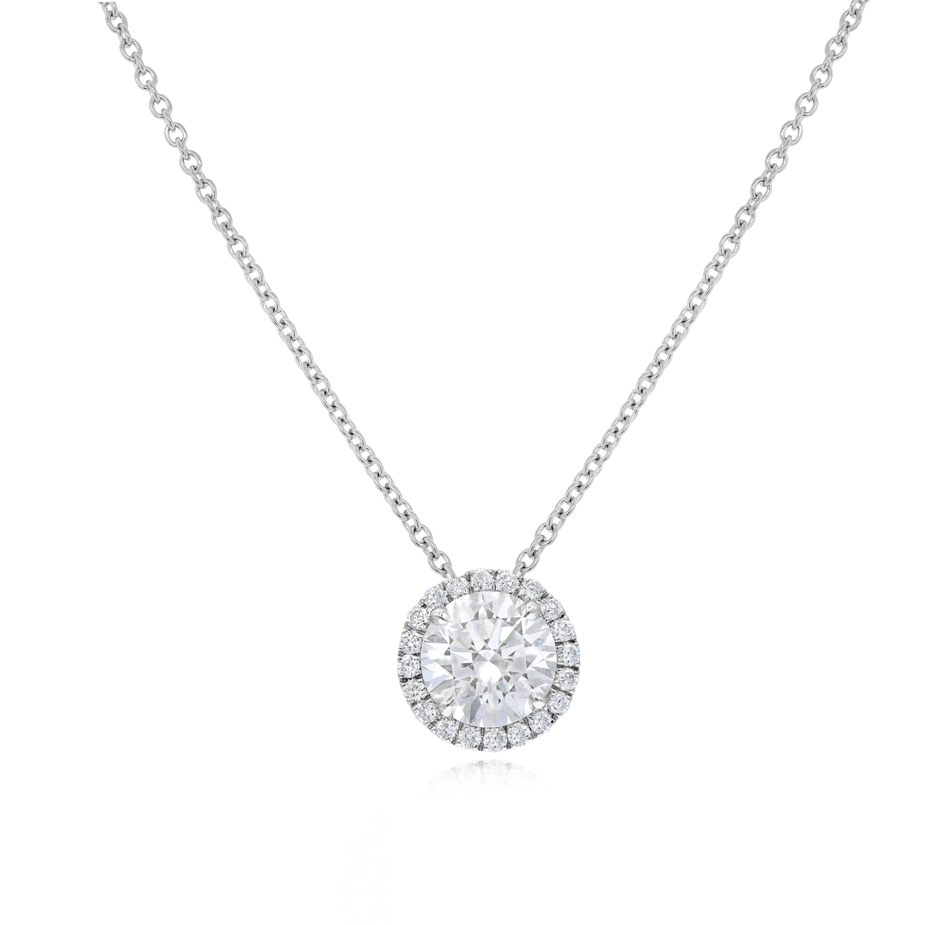 2.23 ct. Lab-Grown Diamond 14K White Gold Round Pendant Necklace