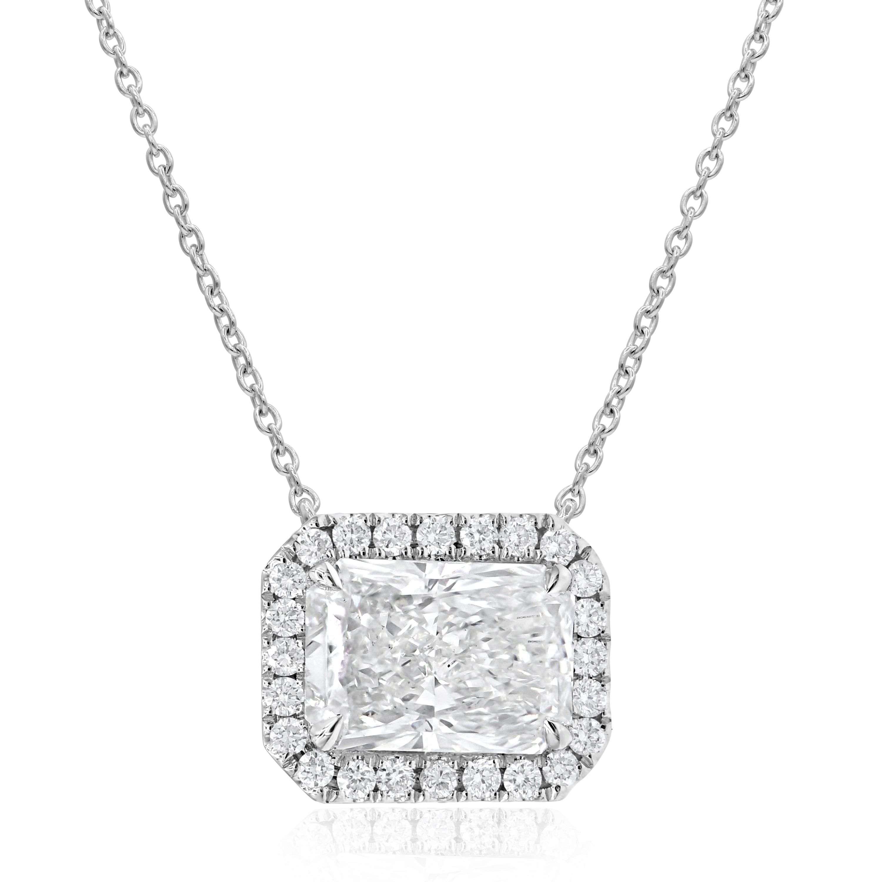 3.3 ct. Lab-Grown Diamond 14K White Gold Radiant Pendant Necklace