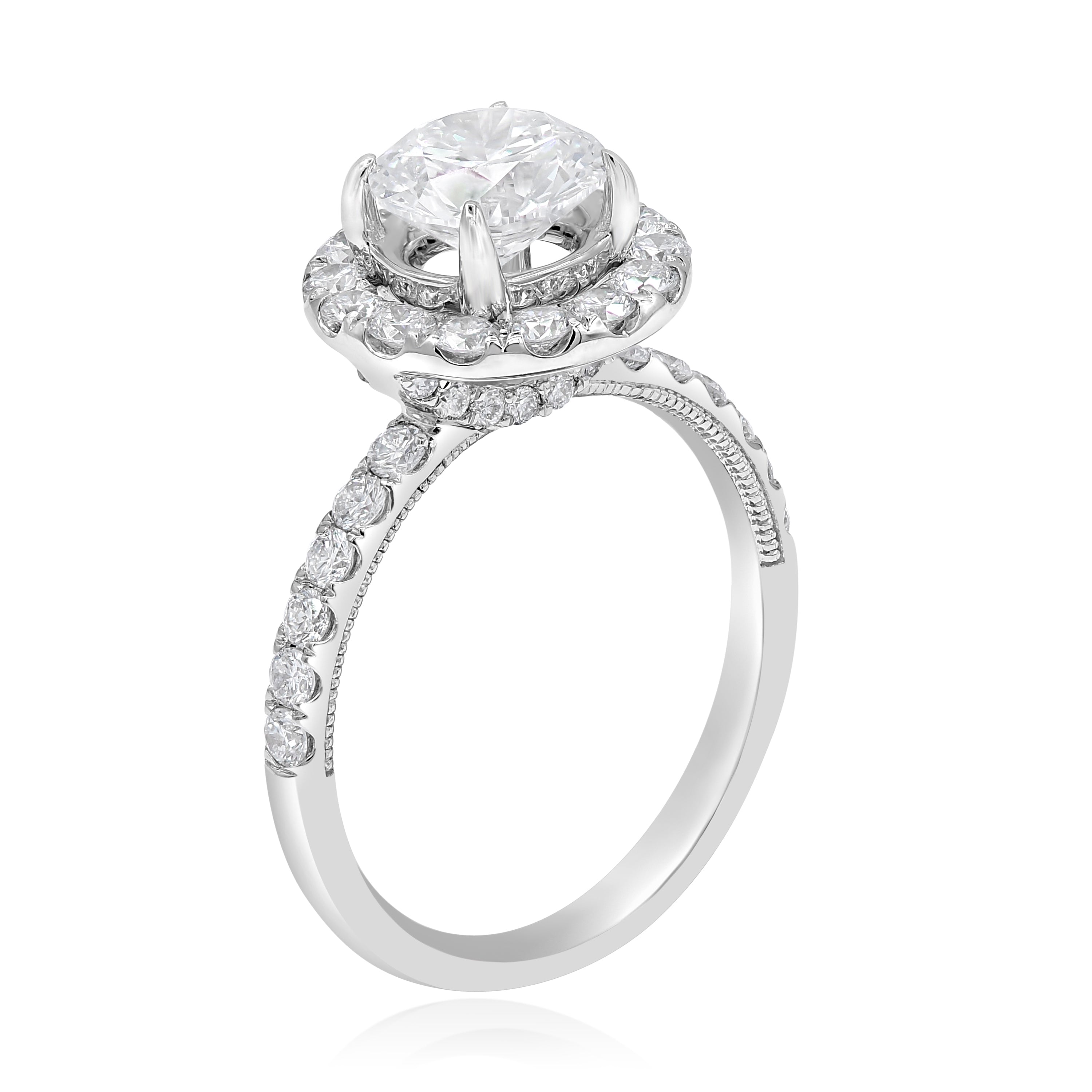3.54 ct. Lab-Grown Diamond 14K White Gold Round Halo Cathedral Engagement Ring