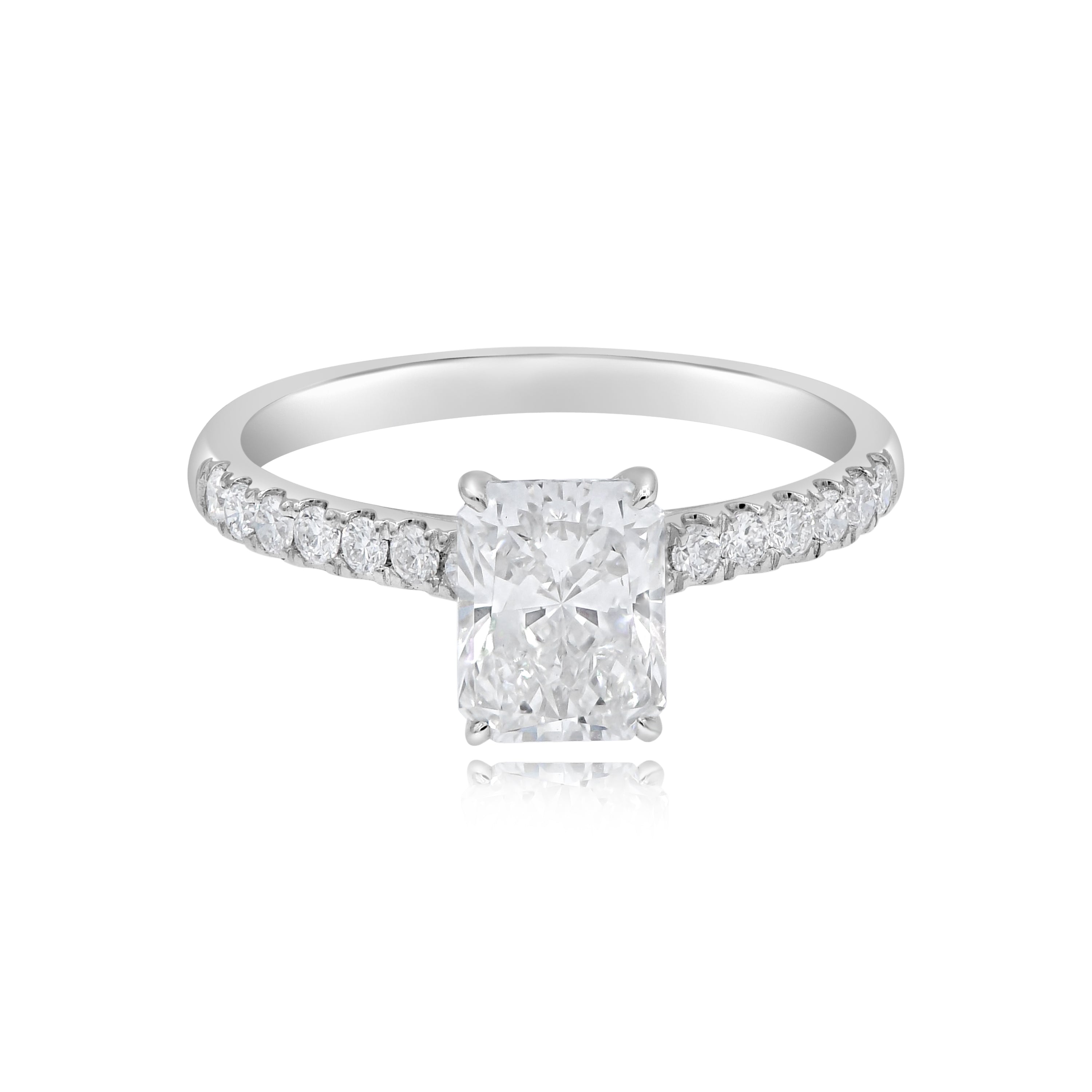3.49 ct. Lab-Grown Diamond 14K White Gold Radiant Classic Hidden Halo Pave Ring