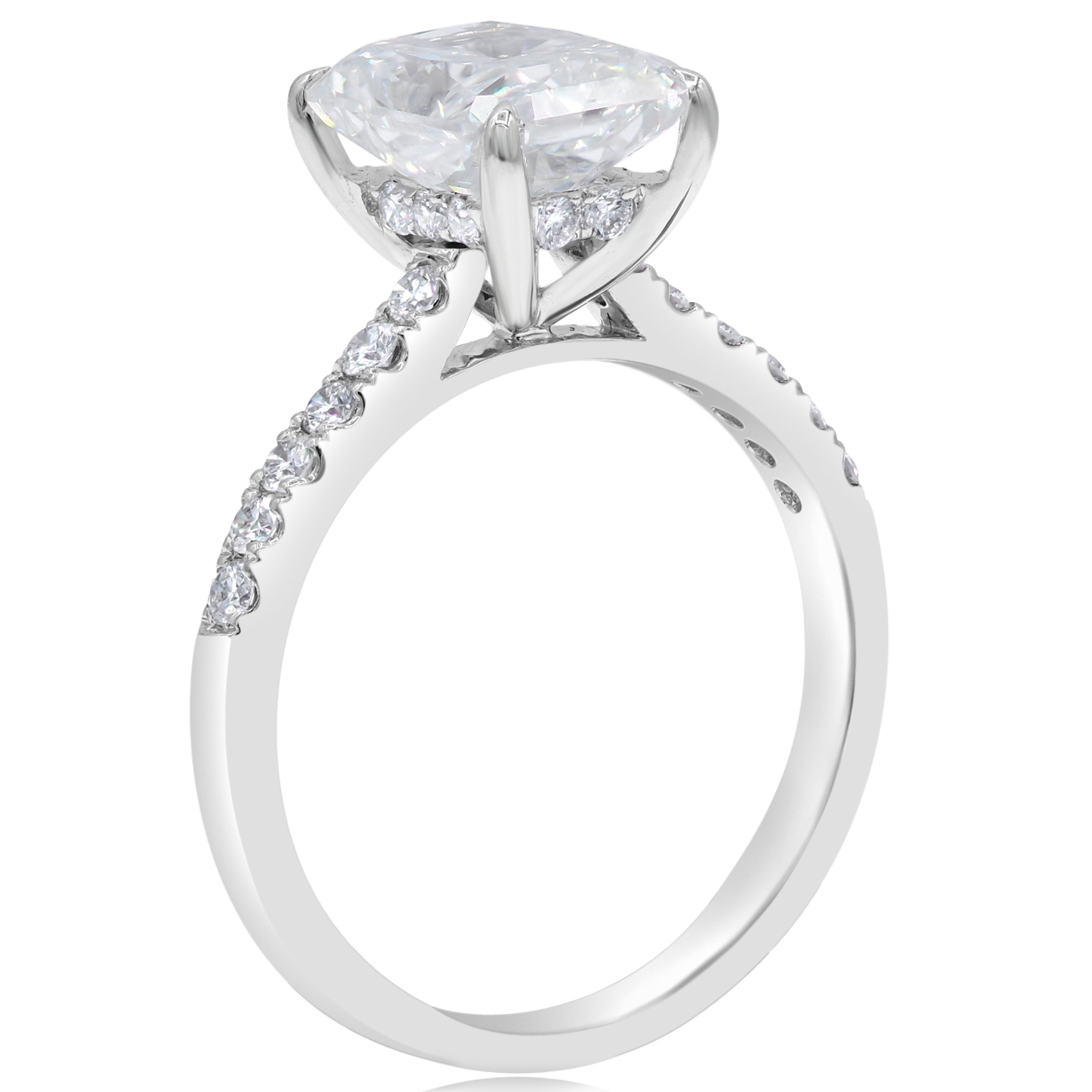 3.49 ct. Lab-Grown Diamond 14K White Gold Radiant Classic Hidden Halo Pave Ring