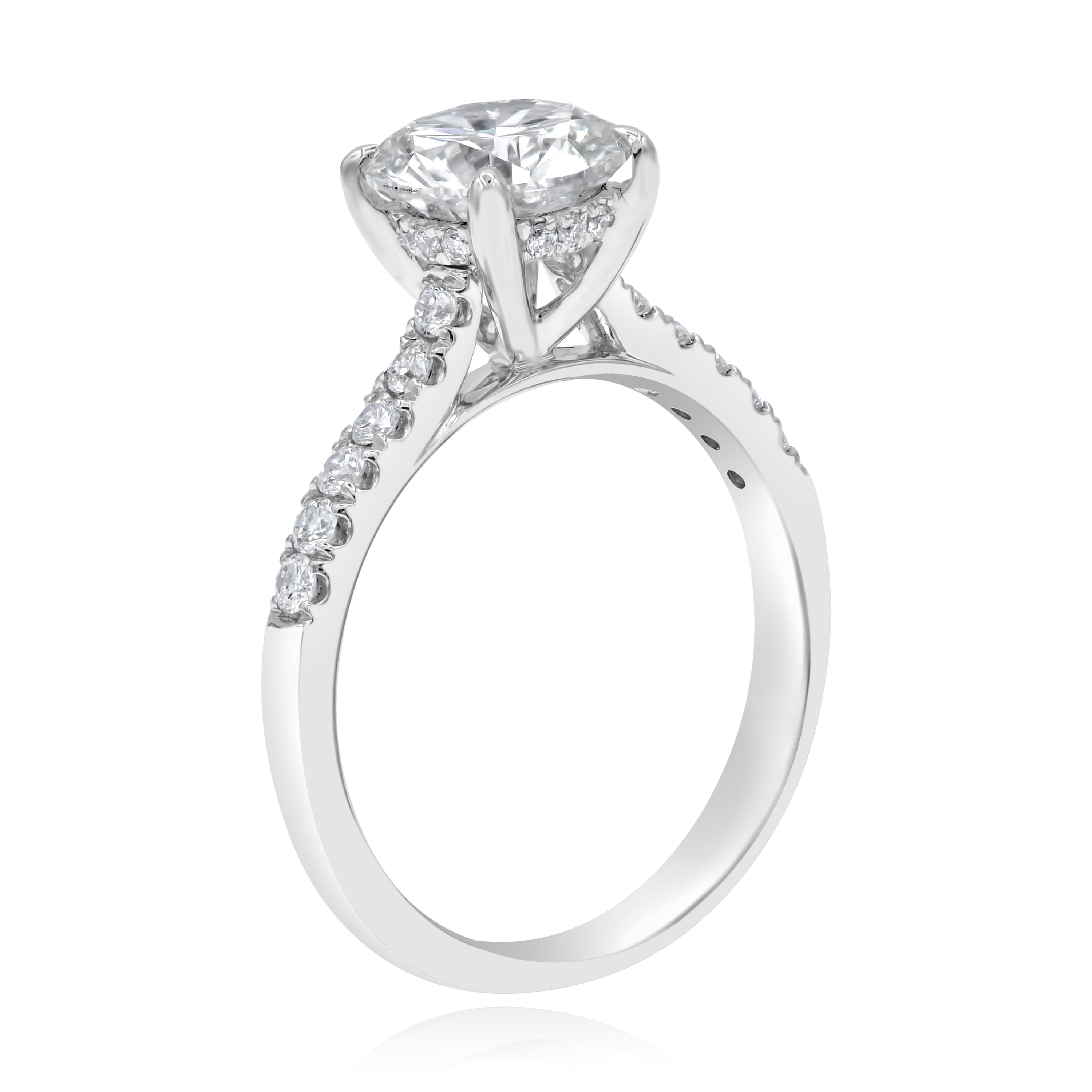 2.43 ct. Lab-Grown Diamond 14K White Gold Round Classic Hidden Halo Pave Ring