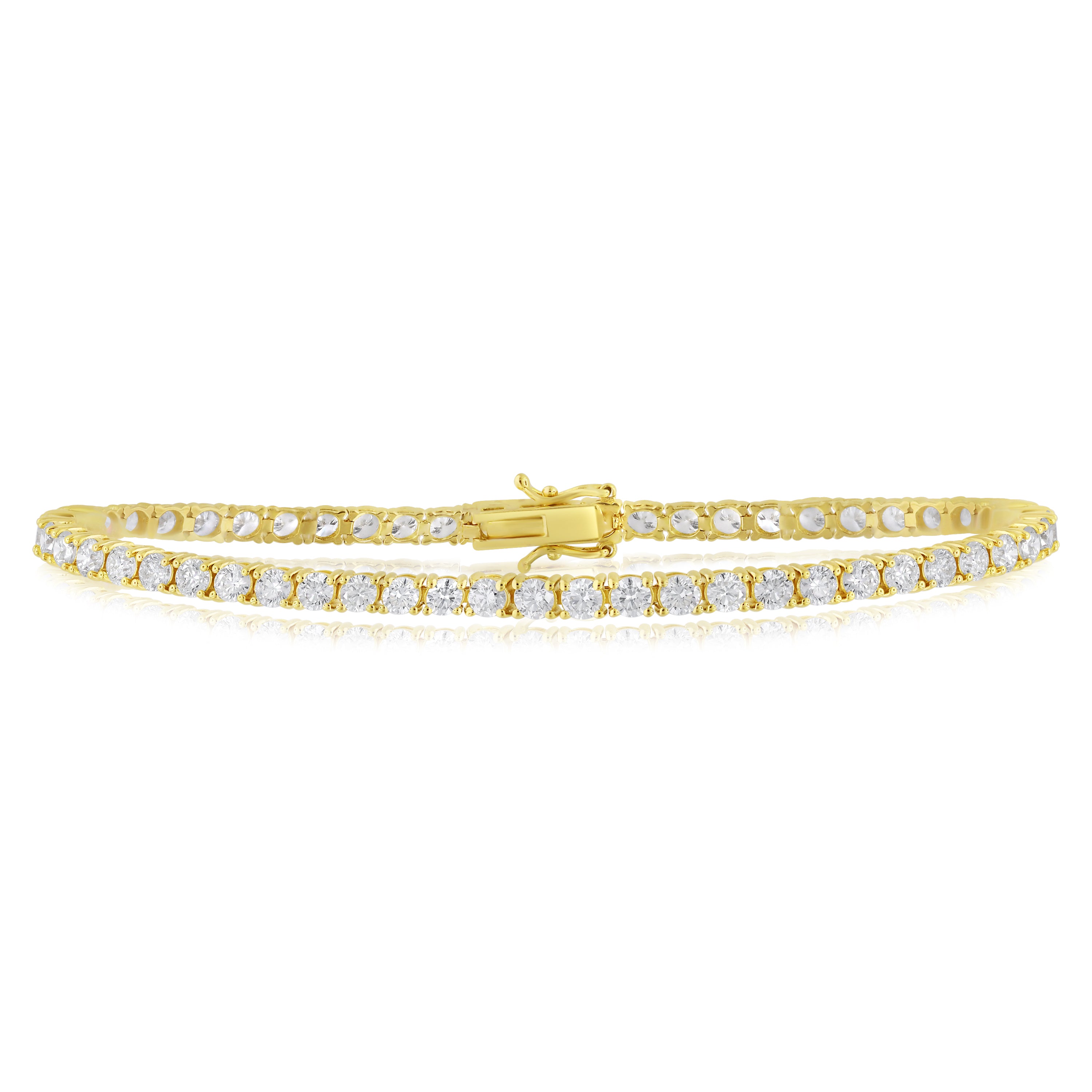 14.29 ct. Diamond 14K Yellow Gold Tennis Bracelet 8"