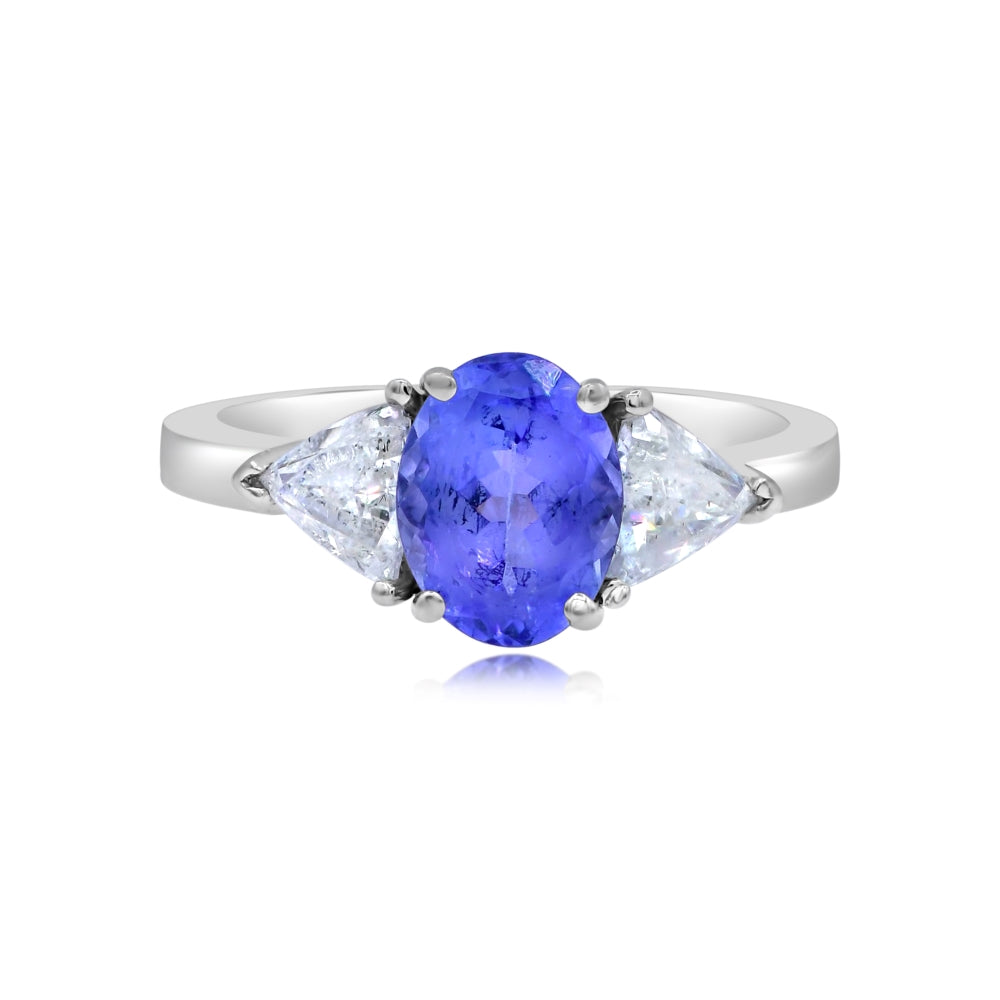 1.94 ct. Tanzanite & 0.97 ct. Diamond 18K White Gold Engagement Ring