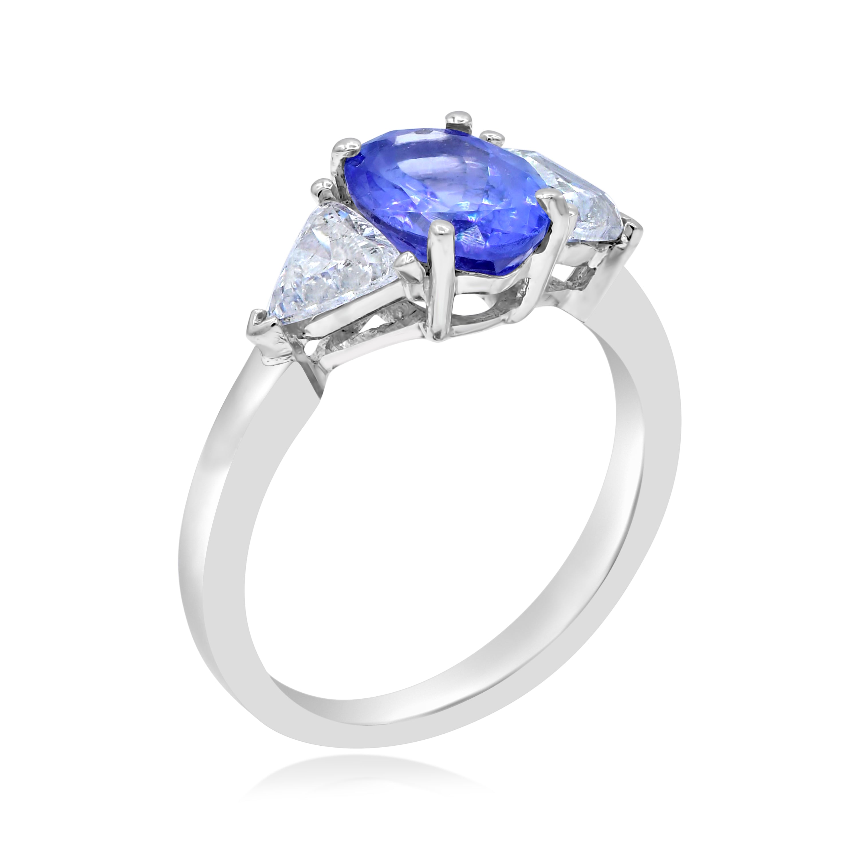 1.94 ct. Tanzanite & 0.97 ct. Diamond 18K White Gold Engagement Ring