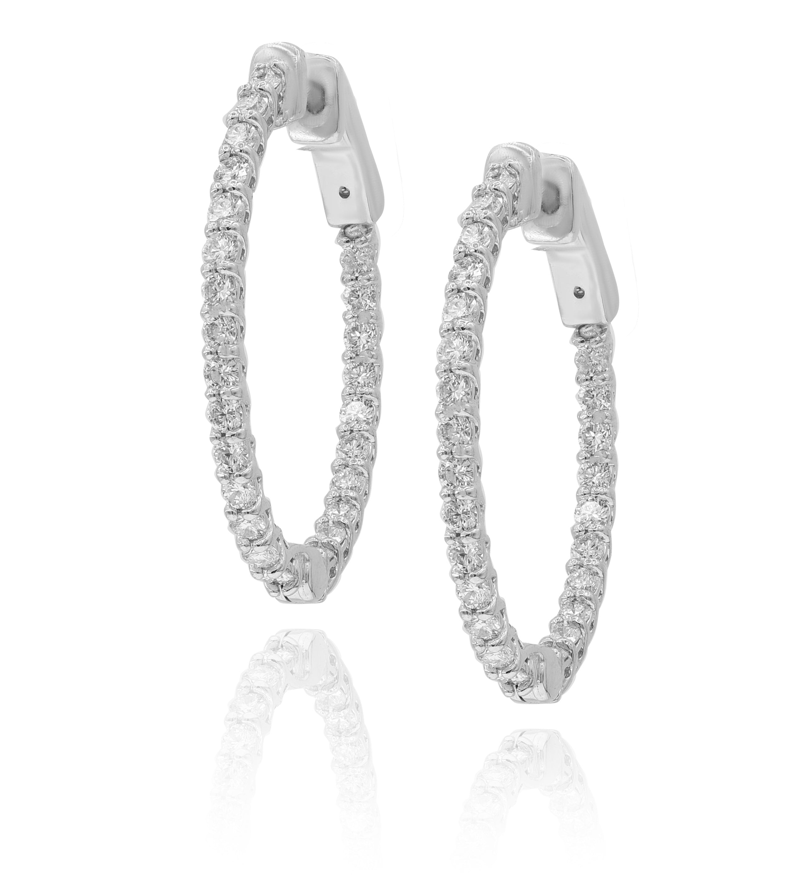 1.5 ct. Diamond 14K White Gold Hoop Earrings