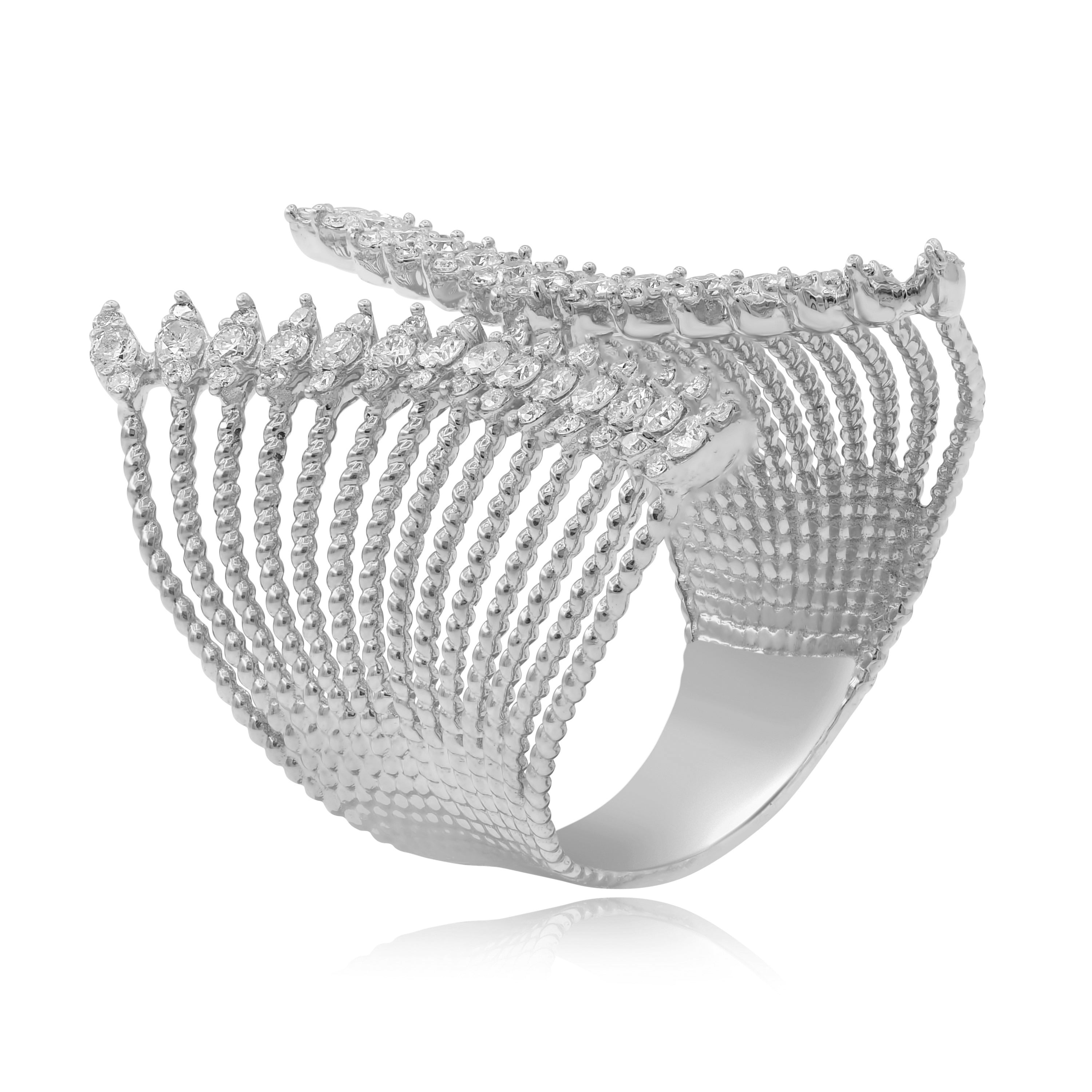 0.78 ct. Diamond 14K White Gold Open Wide Negative Space Ring
