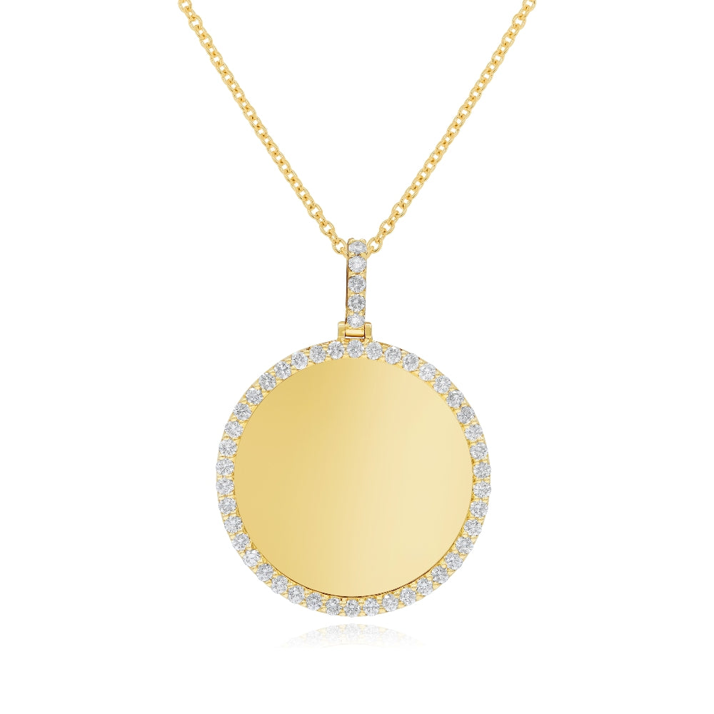 1.71 ct. Diamond 14K Yellow Gold Memory Frame Medallion Pendant
