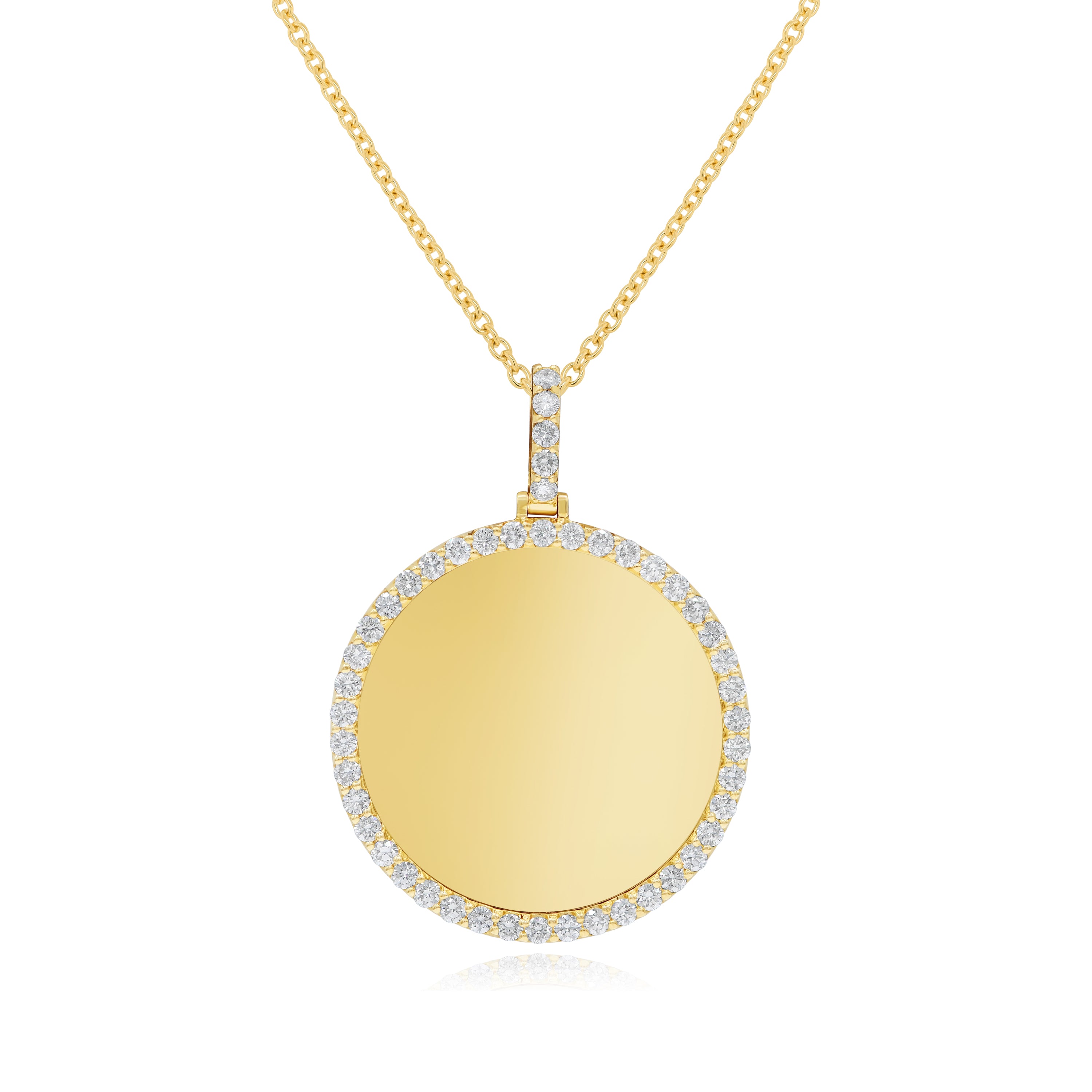 1.83 ct. Diamond 14K Yellow Gold Stone-Set Round Medallion Memorial Picture Pendant