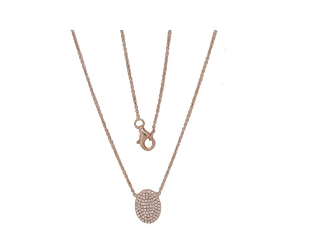 0.26 ct. Diamond 14K Rose Gold Pave Oval Pendant Necklace