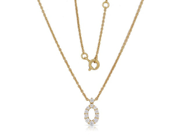 0.3 ct. Diamond 14K Yellow Gold Open Oval Pendant Necklace 18"