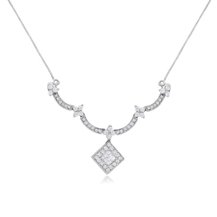 1.03 ct. Diamond 14K White Gold Changing Pendant Necklace