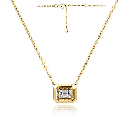 0.09 ct. Diamond 14K Yellow Gold Geometrix Pendant Necklace 18"
