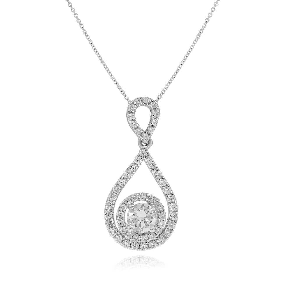 0.59 ct. Diamond 14K White Gold Infinity Love Pendant Necklace