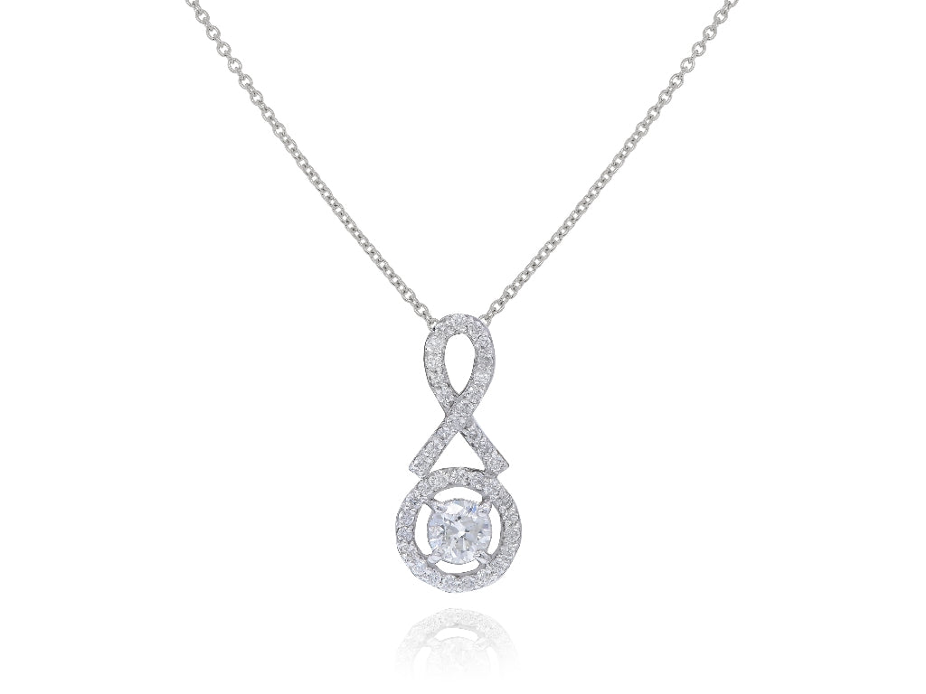 0.41 ct. Diamond 18K White Gold Infinity Pendant Necklace