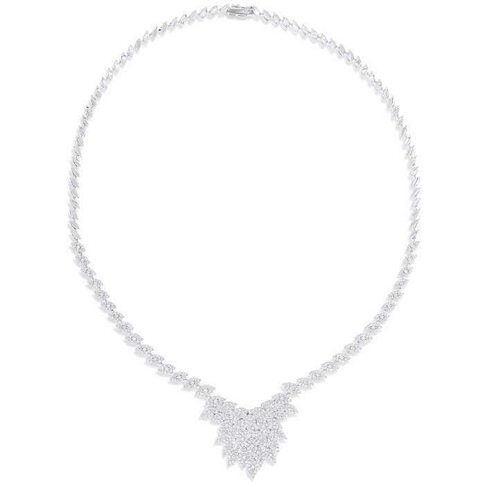 2.88 ct. Diamond 18K White Gold Cluster Statement Necklace