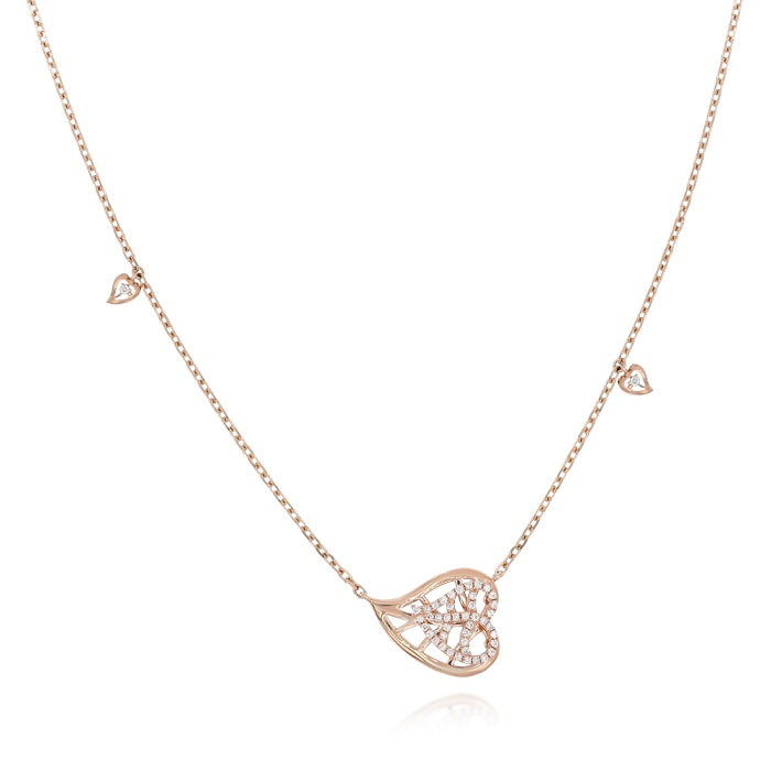 0.21 ct. Diamond 18K Rose Gold Leaf Charm Necklace