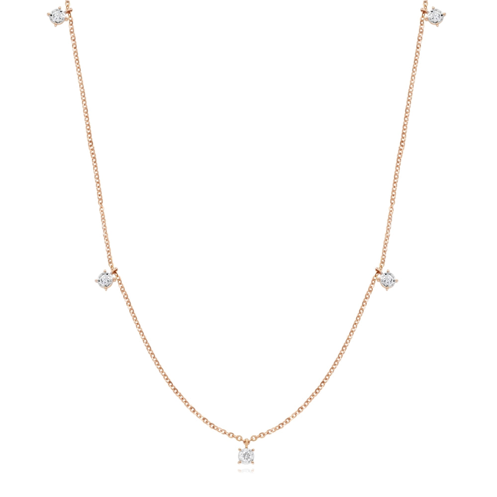 0.25 ct. Diamond 18K Rose Gold Stone Station Necklace