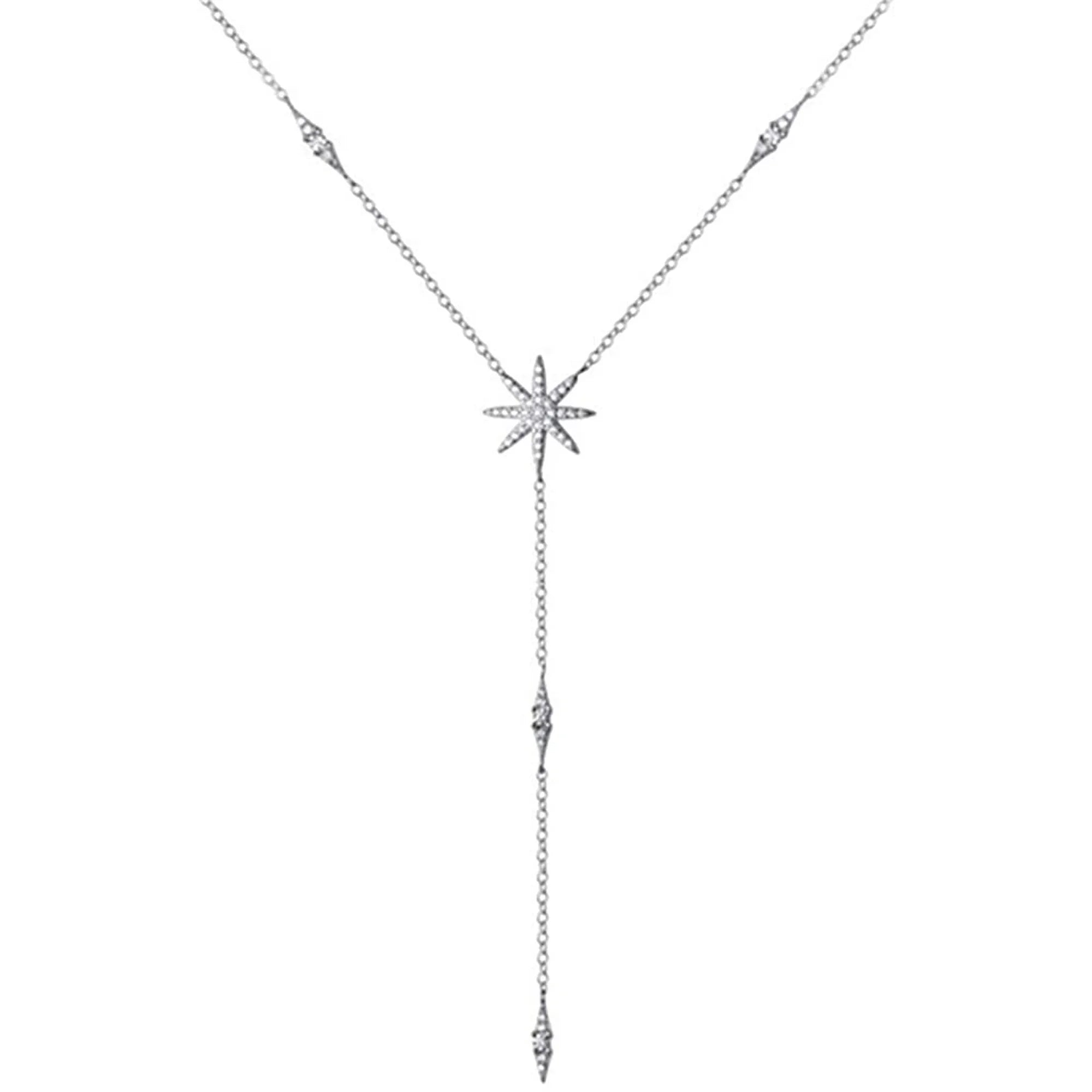 0.82 ct. Diamond 14K White Gold Sparkling Dangle Rosary Necklace