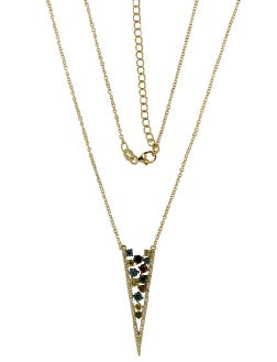 0.79 ct. Sapphire & 0.12 ct. Diamond 14K Yellow Gold Floating V Lavalier Necklace 17"