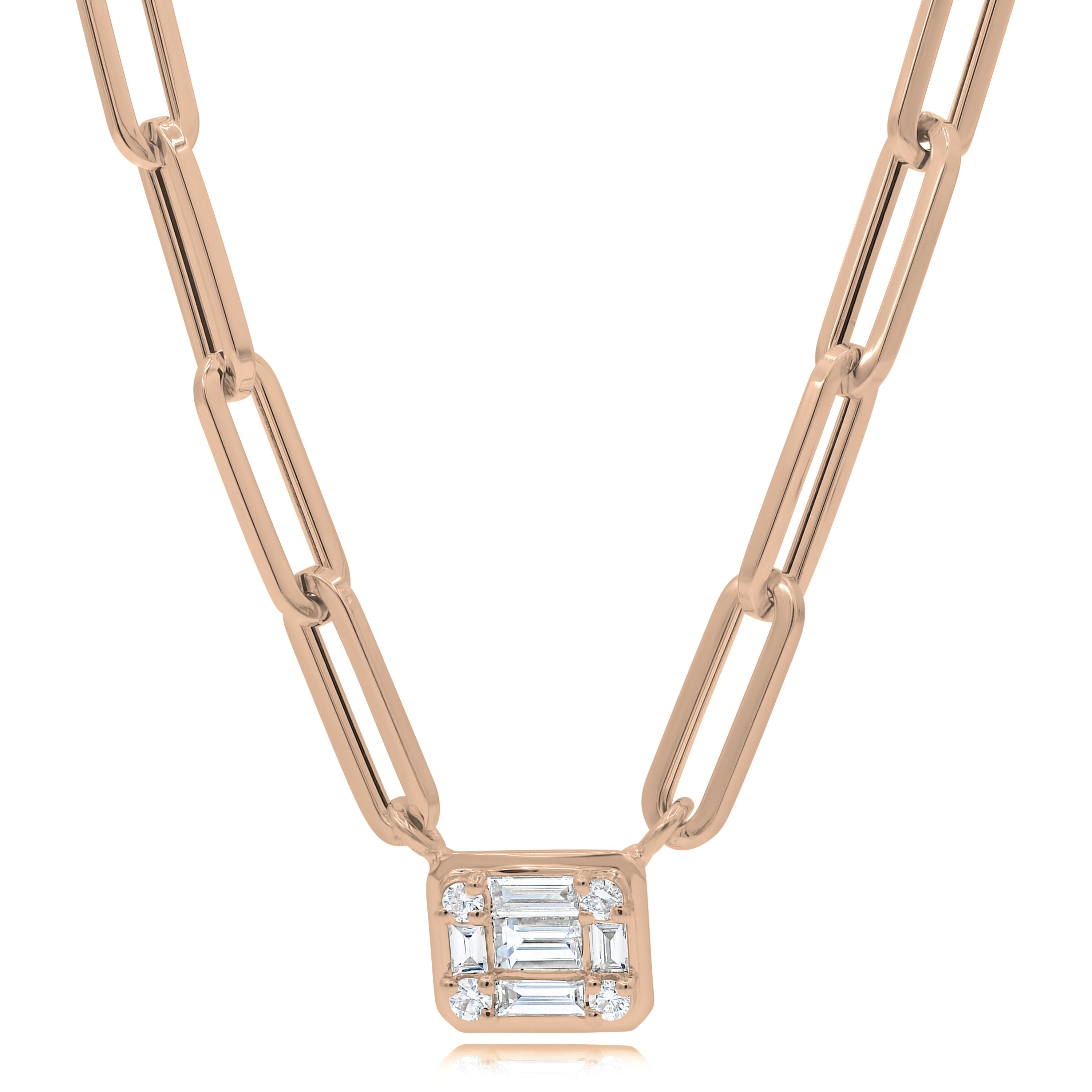 0.43 ct. Diamond 14K Rose Gold Paperclip Necklace