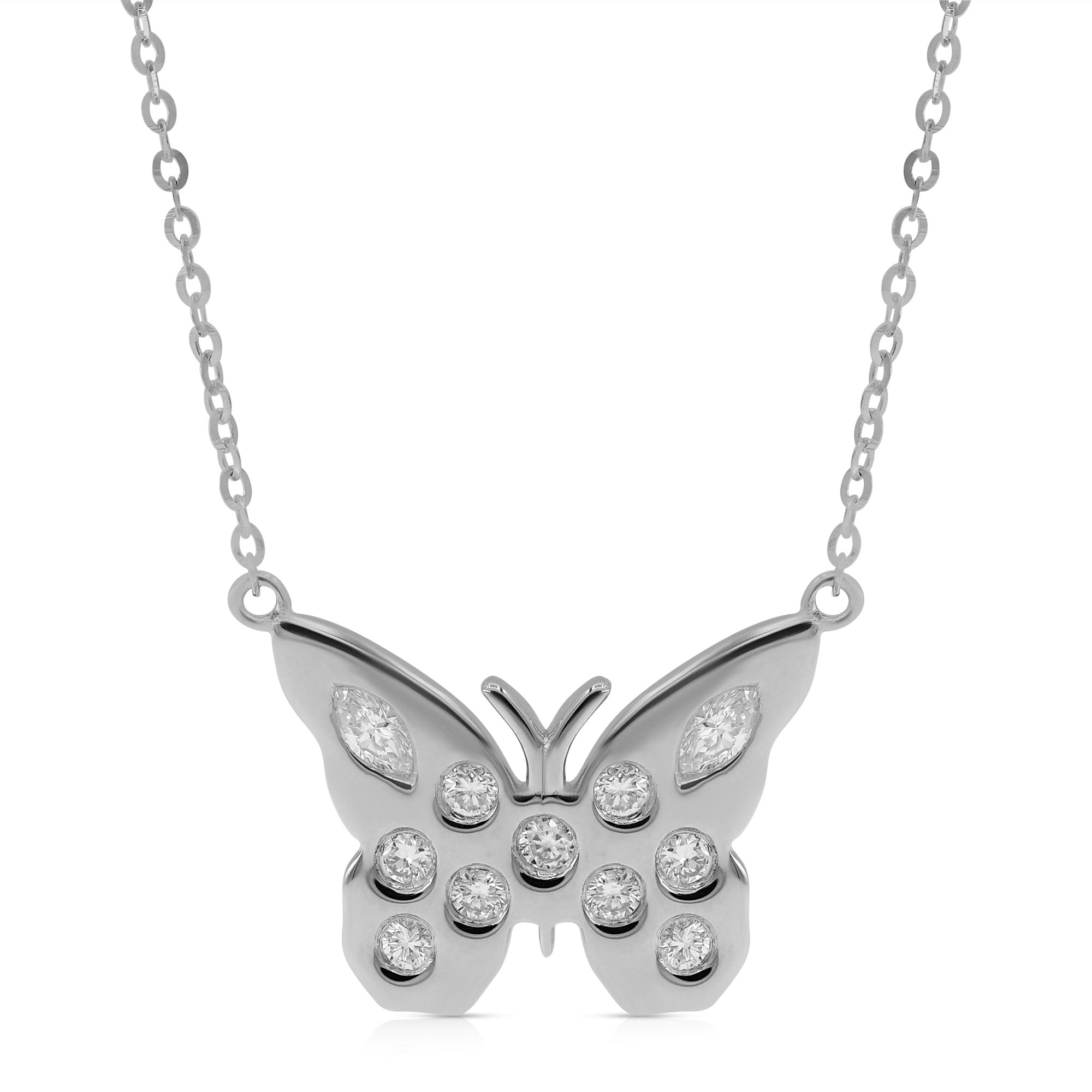 0.4 ct. Diamond 14K White Gold Butterfly Pendant Necklace 18"