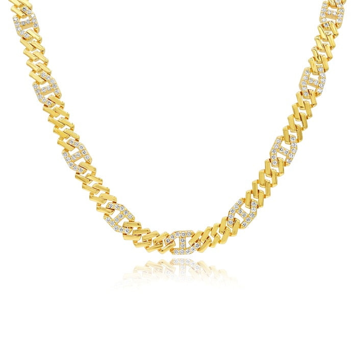3.21 ct. Diamond 14K Yellow Gold Curb Chain Necklace