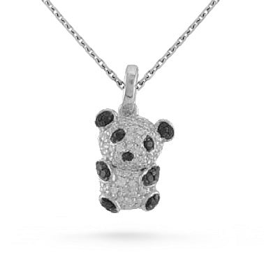 0.25 ct. Black & White Diamond 14K White Gold Panda Pendant