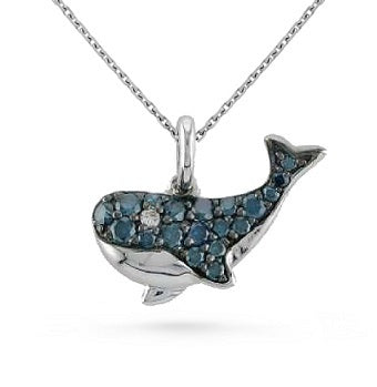 0.01 ct. Sapphire 14K White Gold Whale Pendant