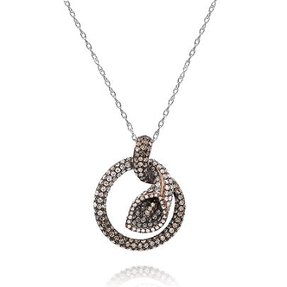 1.37 ct. Brown & White Diamond 14K Rose Gold Crown Snake Pendant