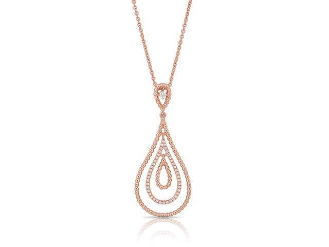 0.16 ct. Diamond 14K Rose Gold Teardrop Pendant