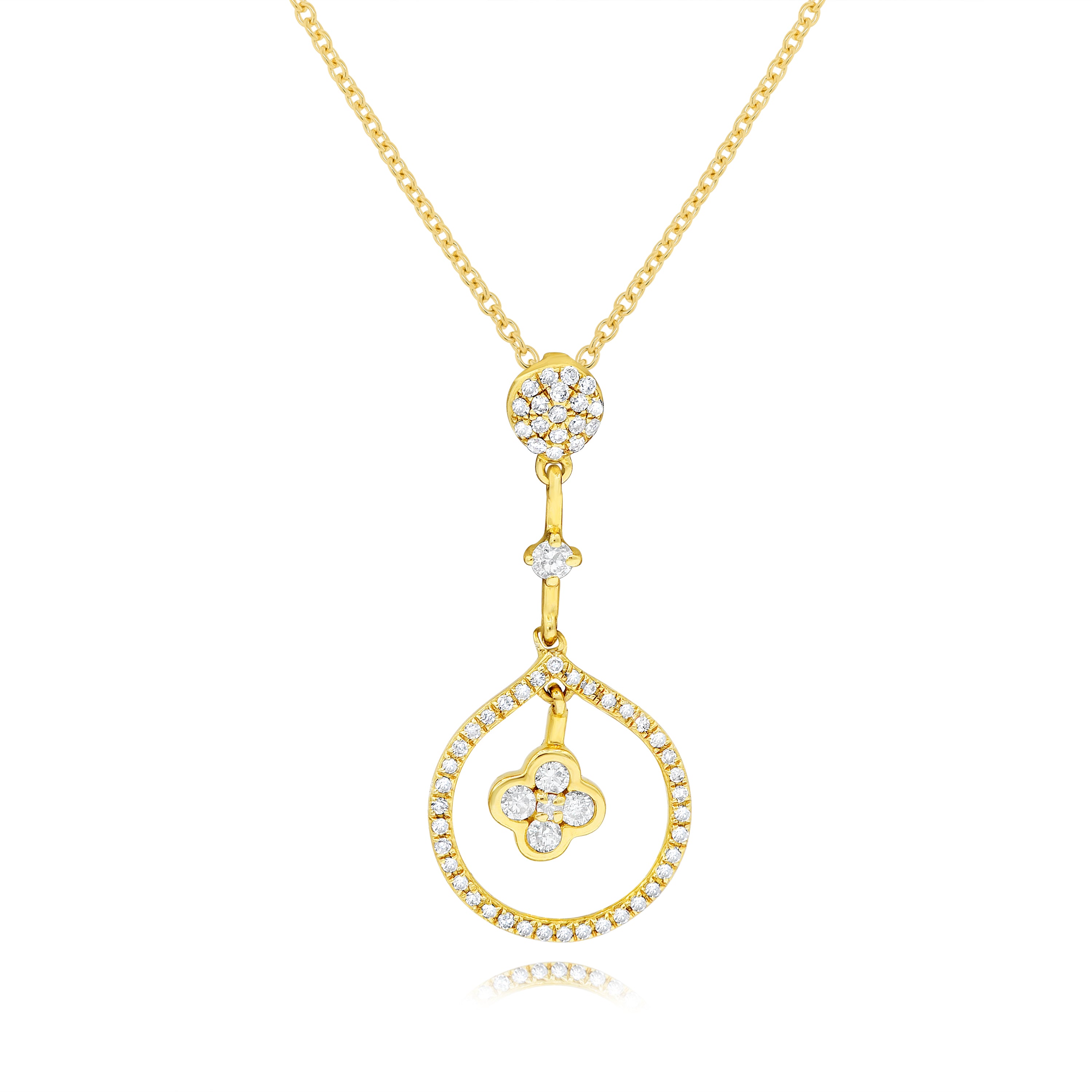 0.34 ct. Diamond 14K Yellow Gold Charm Pendant Free Necklace