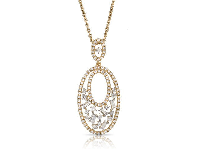 0.64 ct. Diamond 14K Yellow Gold Open Oval Pave Pendant