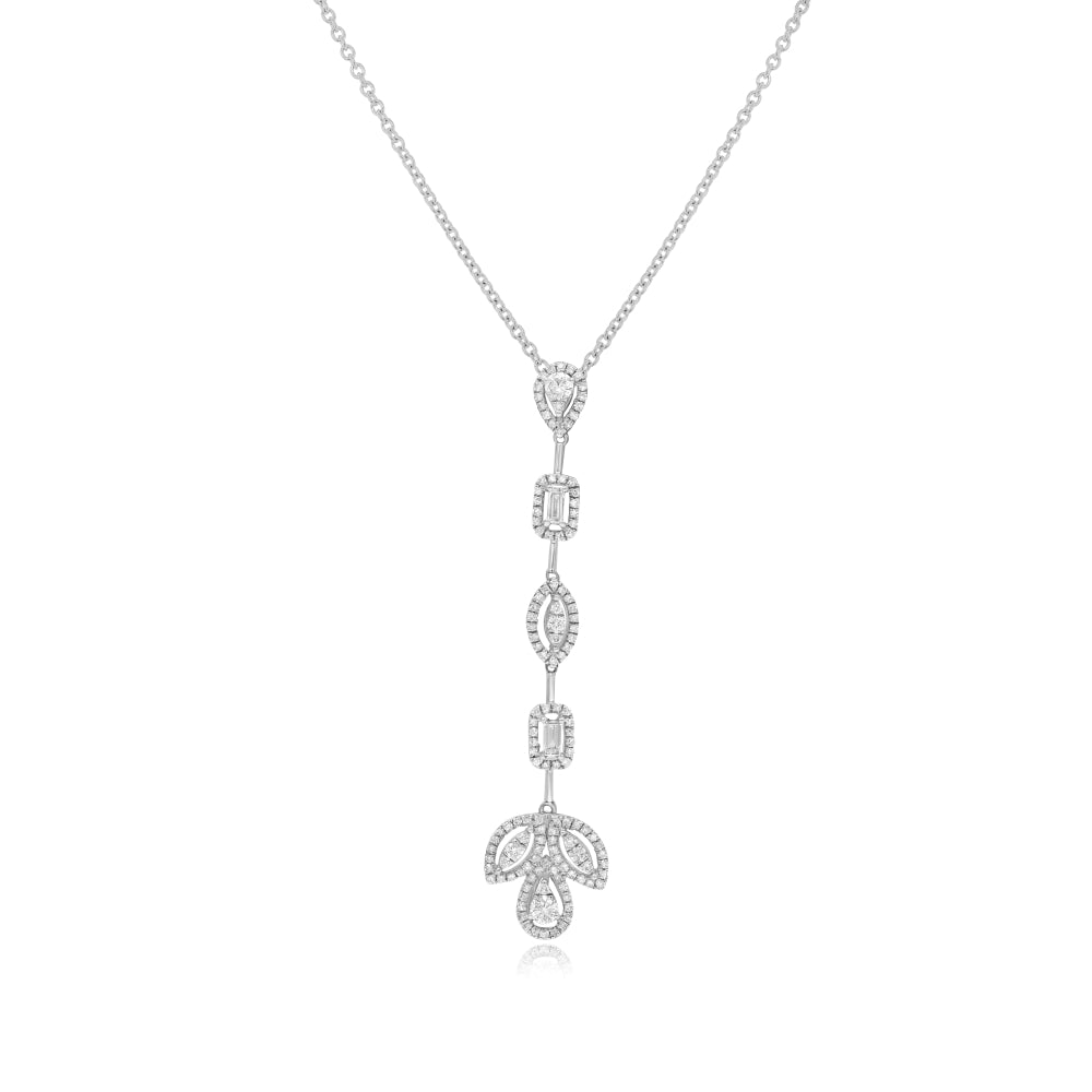 0.7 ct. 14K White Gold Multi-Shape Floral Teardrop Pendant