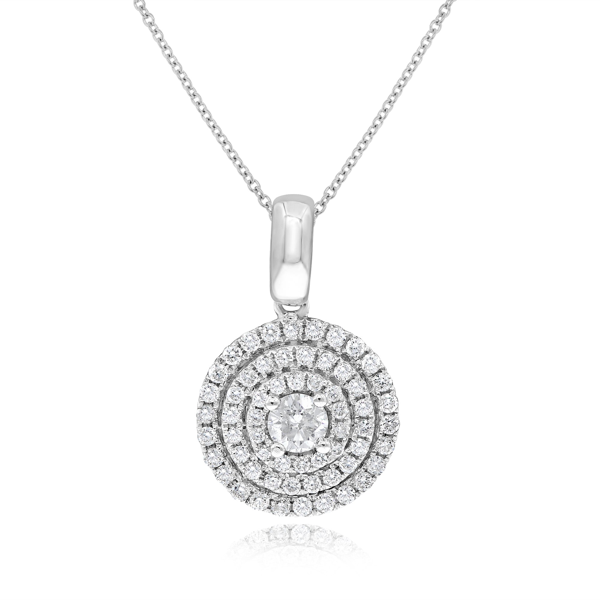 0.65 ct. Diamond 14K White Gold Halo Cricle Pendant