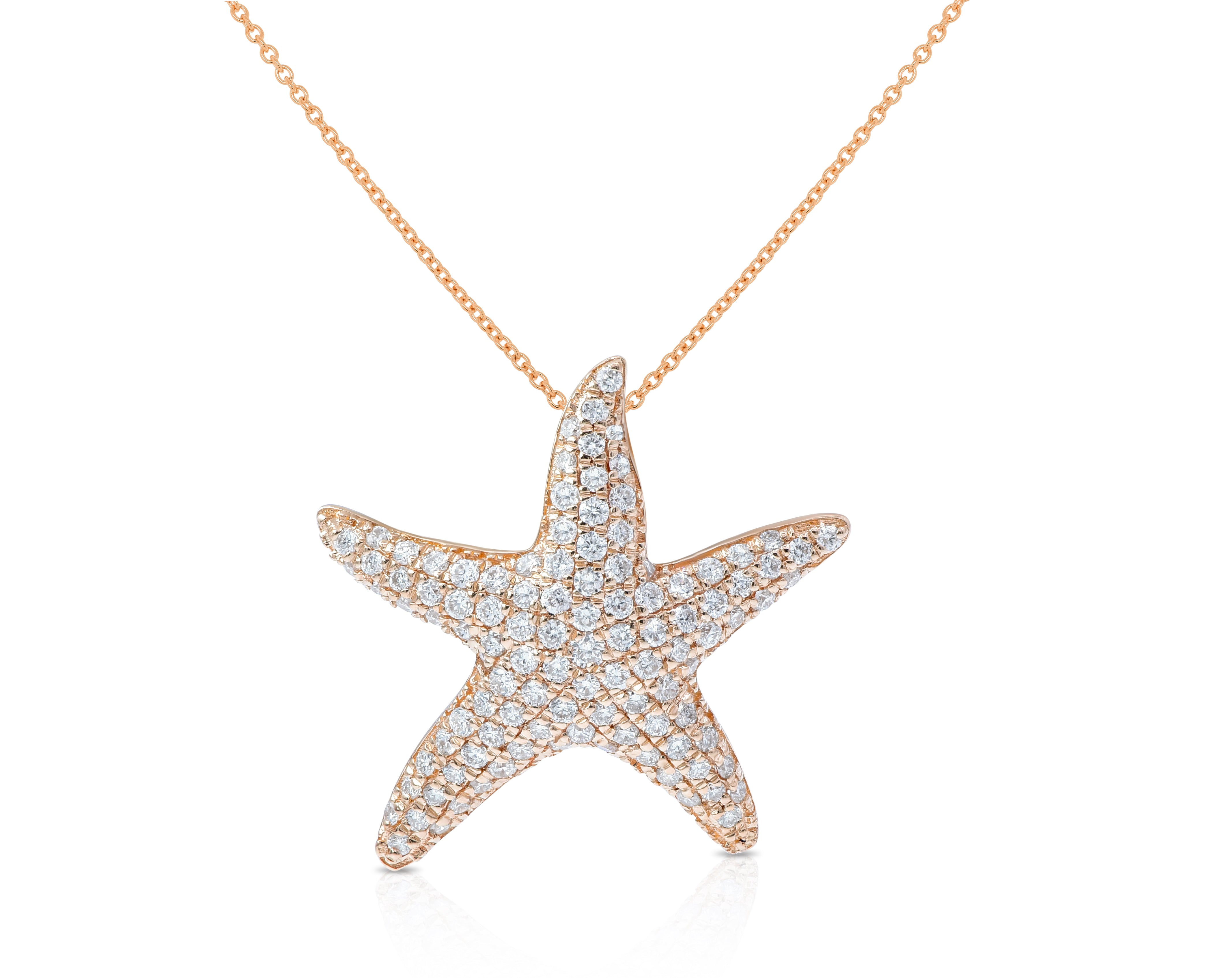 0.53 ct. Diamond 14K Rose Gold Starfish Pendant