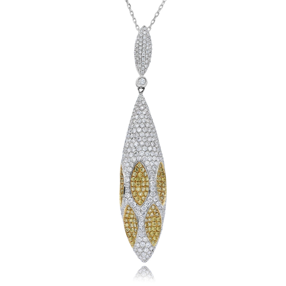 2.71 ct. Yellow & White Diamond 14K White Gold Micro Pave Dangle Pendant