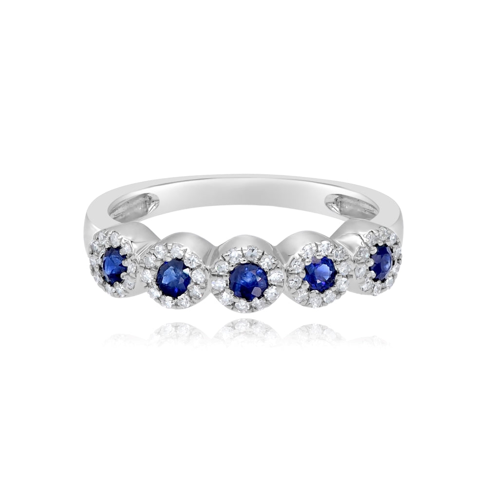 0.28 ct. Sapphire & 0.25 ct. Diamond 14K White Gold Halo Ring