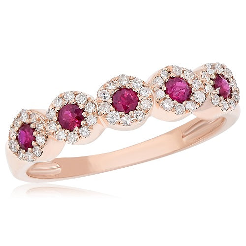 0.31 ct. Ruby & 0.23 ct. Diamond 14K Rose Gold Floret Ring