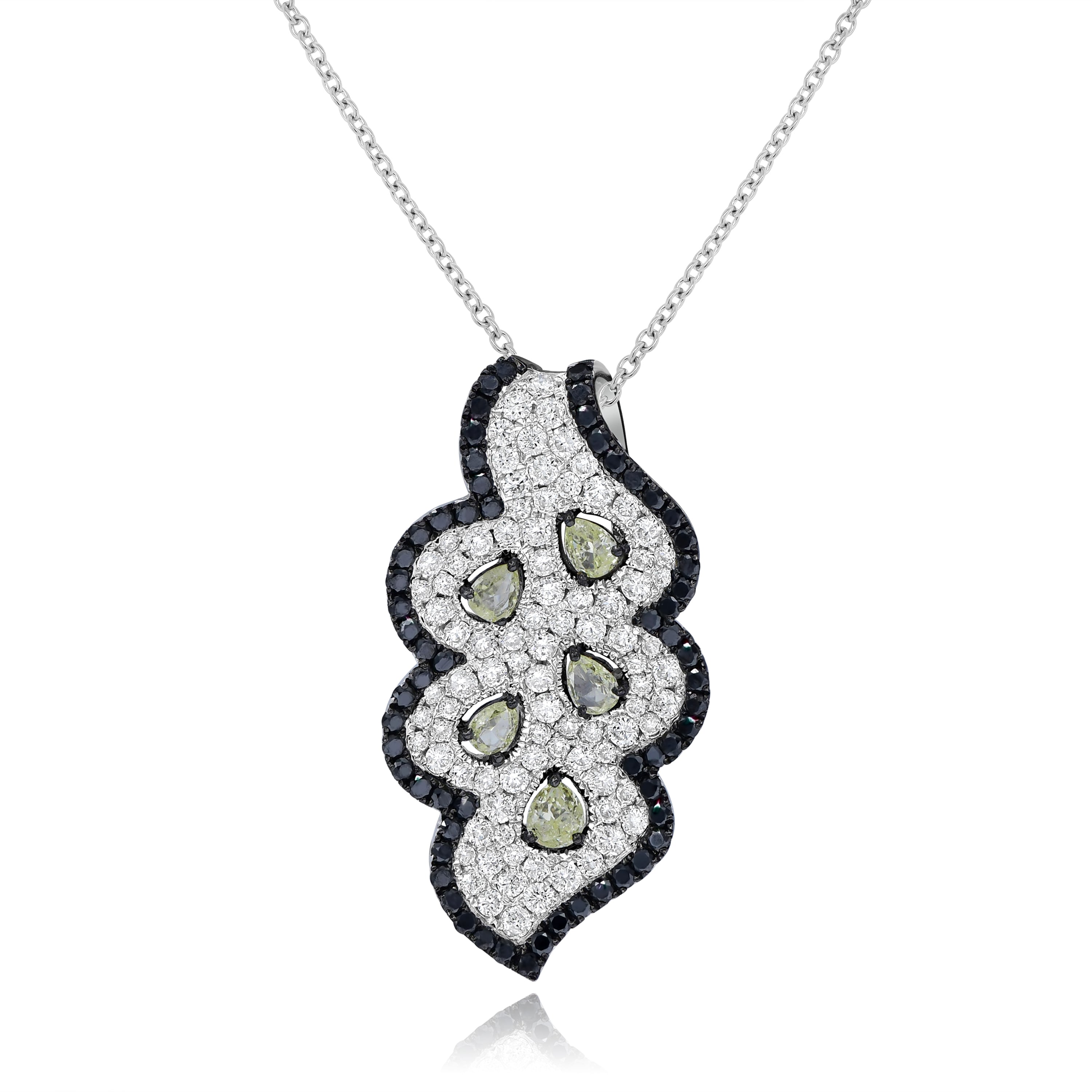 2.67 ct. Multi-Color Diamond 18K White Gold Vintage Pendant