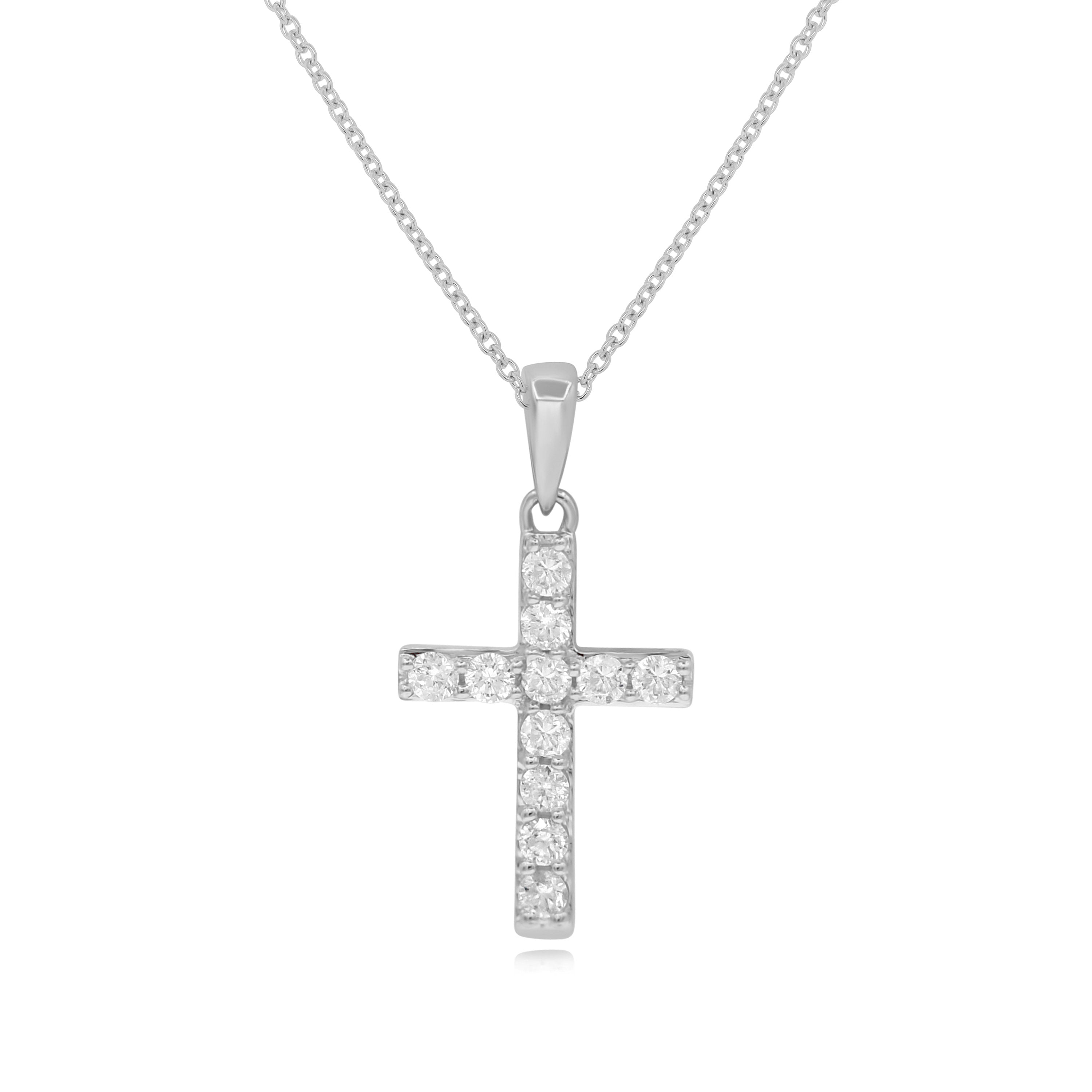 0.22 ct. Diamond 14K White Gold Cross Pendant