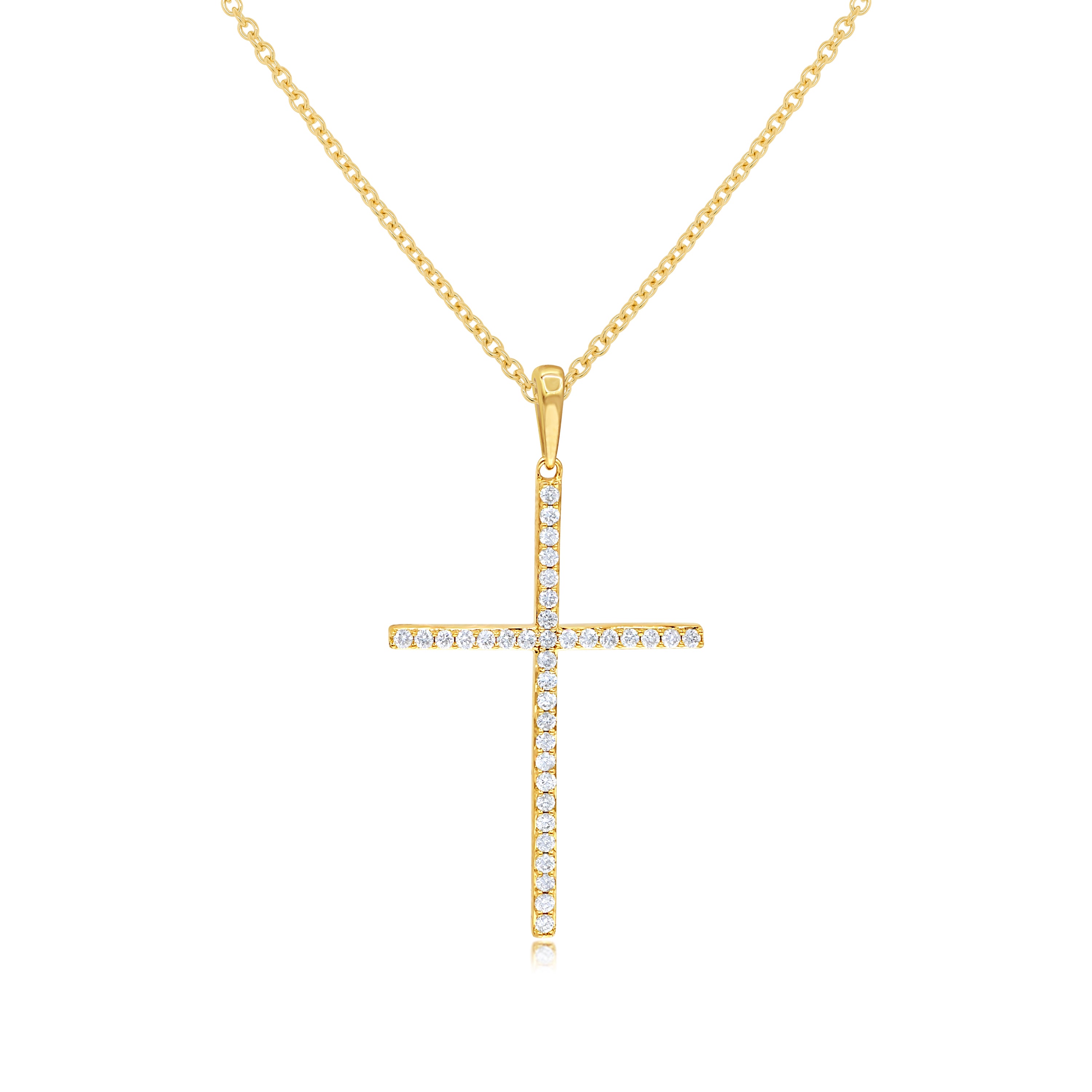 0.21 ct. Diamond 14K Yellow Gold Cross Pendant