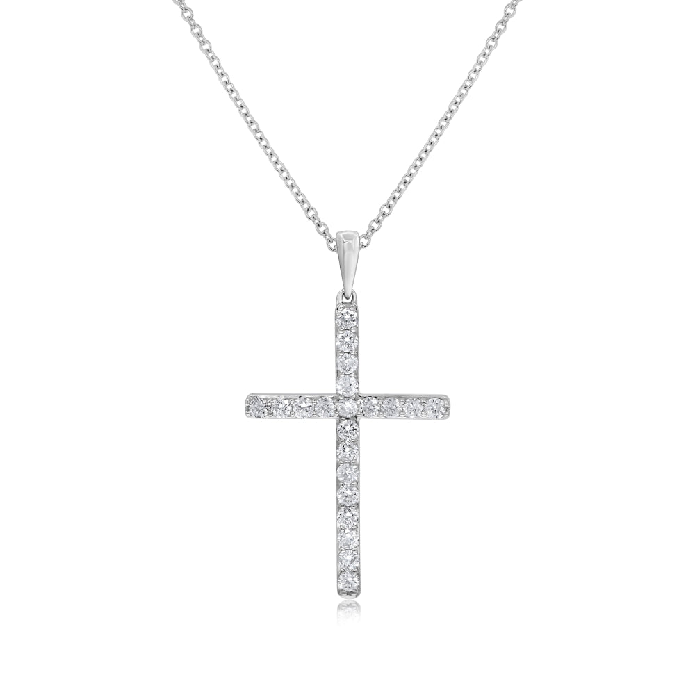 0.53 ct. Diamond 14K White Gold Cross Pendant