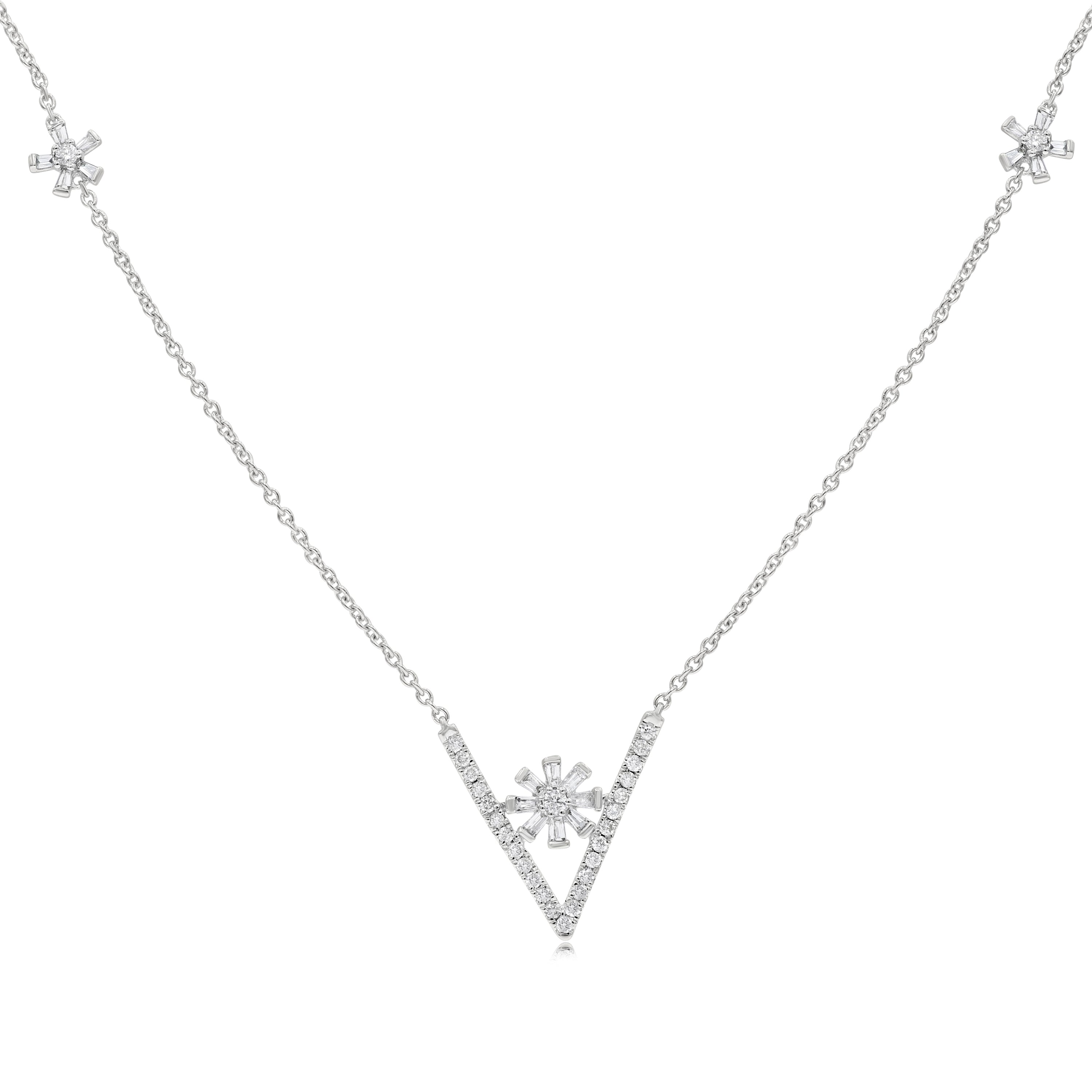 0.47 ct. Diamond 14K White Gold Sparkling Micropave Floating Pendant Necklace