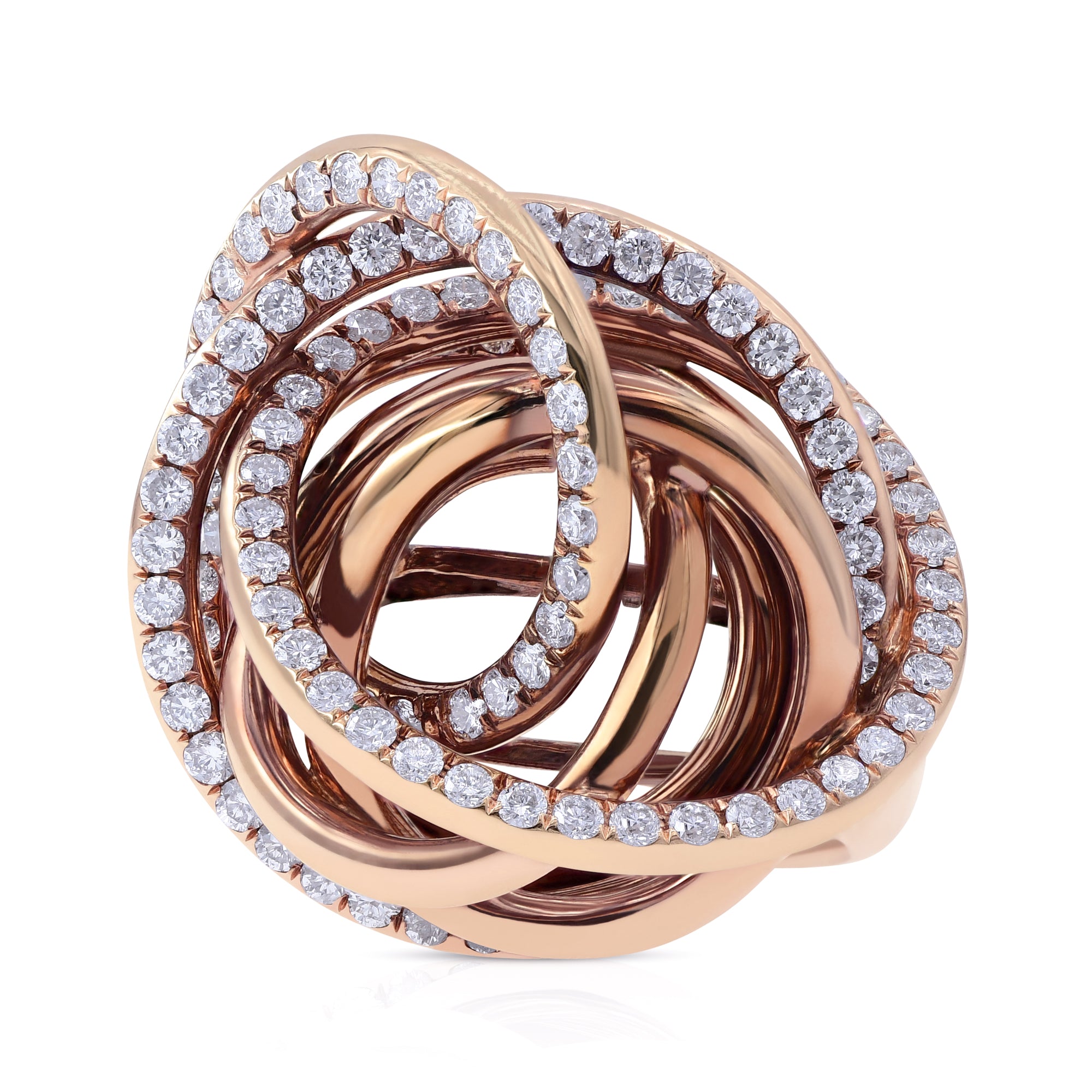 2.4 ct. Diamond 18K Rose Gold Love Knot Statement Ring