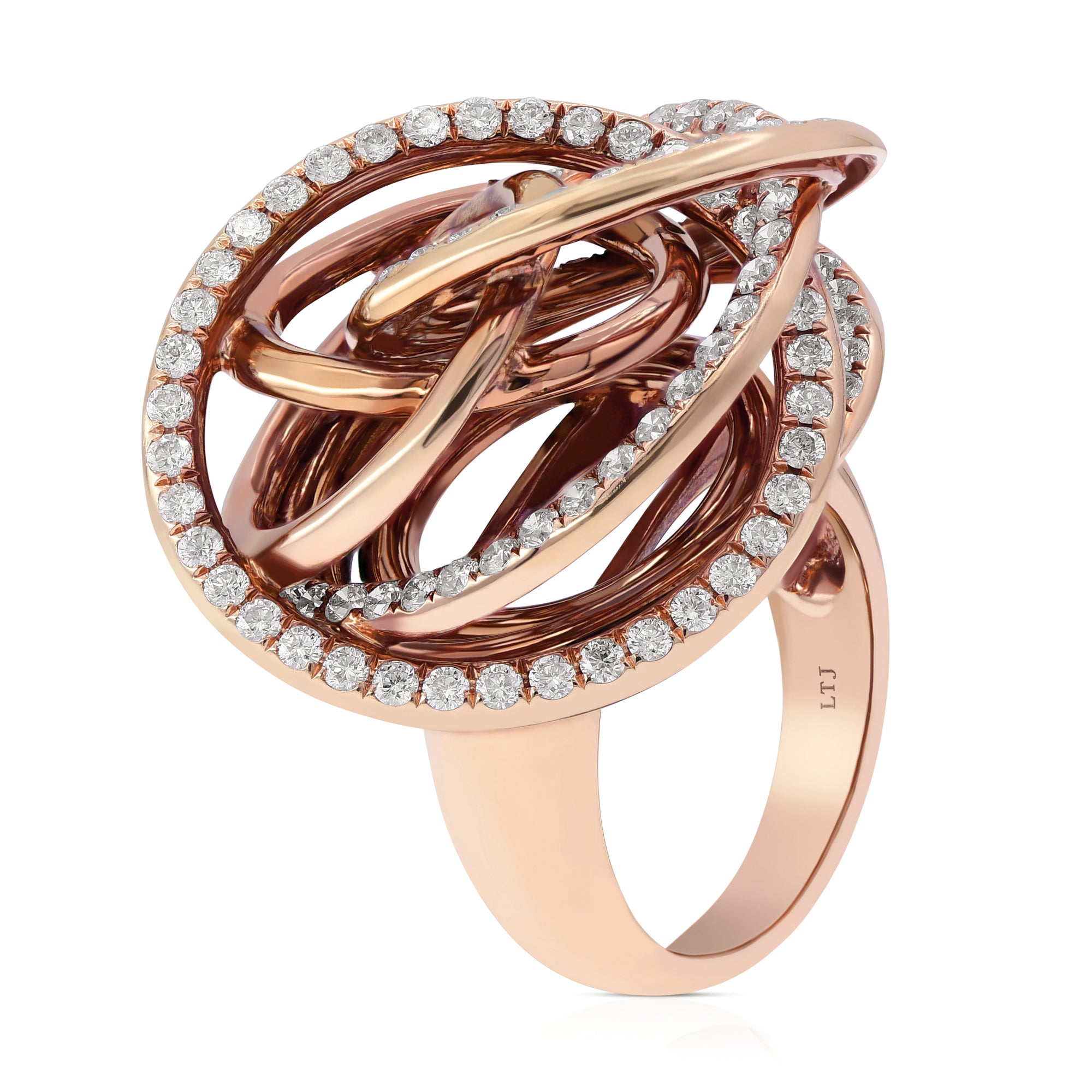 2.4 ct. Diamond 18K Rose Gold Love Knot Statement Ring