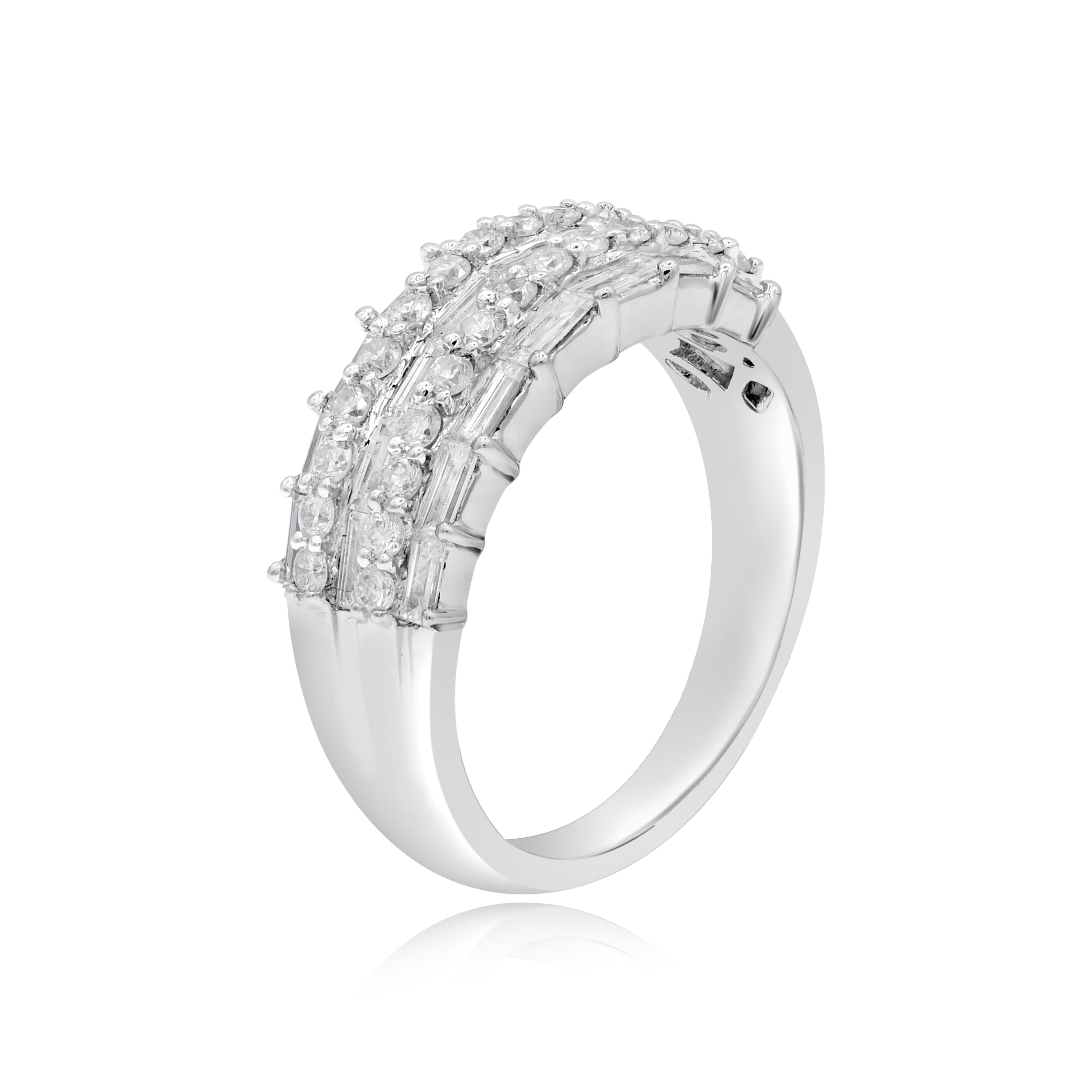 1.13 ct. Diamond 18K White Gold Multi-Row Half Eternity Band