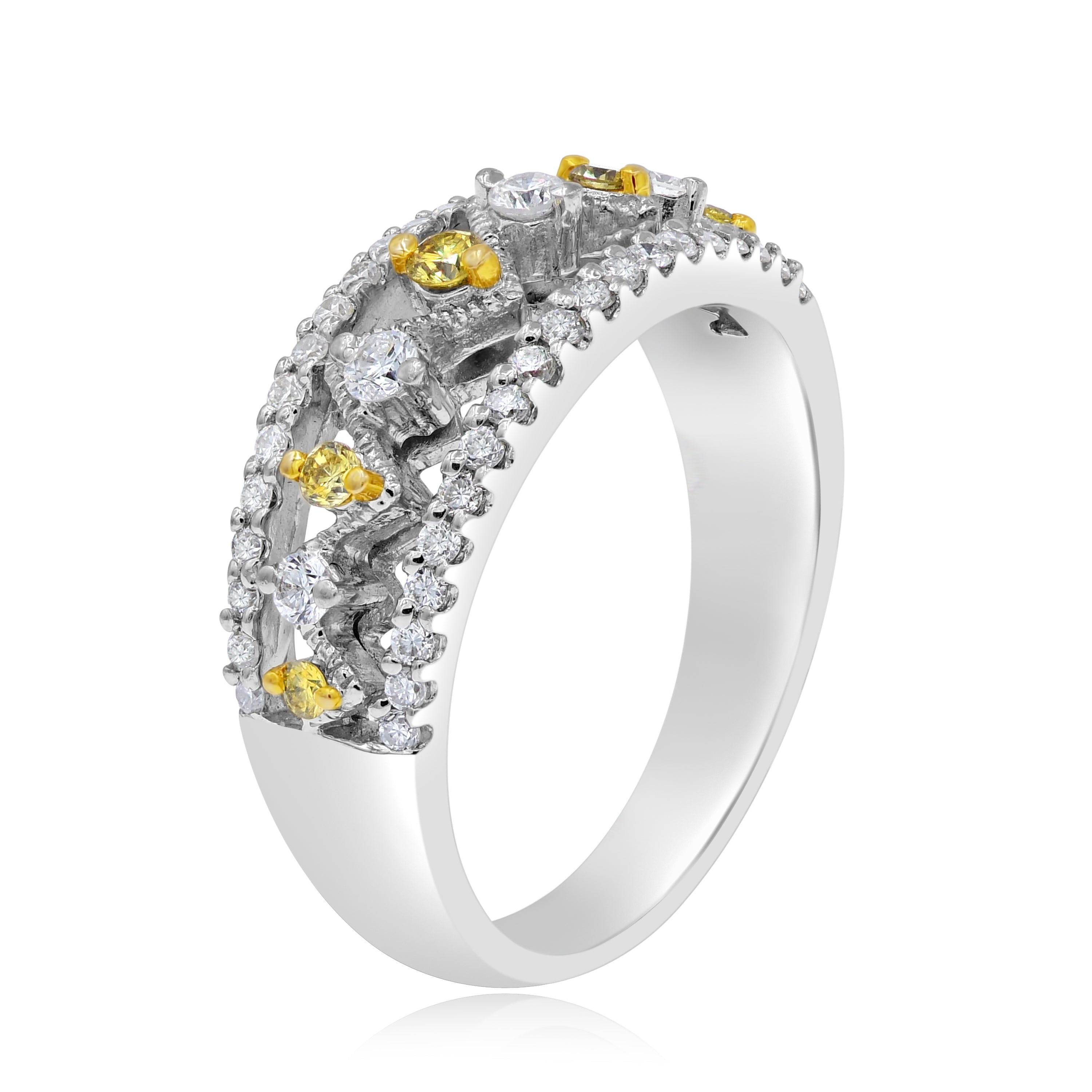 0.57 ct. Diamond 18K White Gold Openwork Wide Ring
