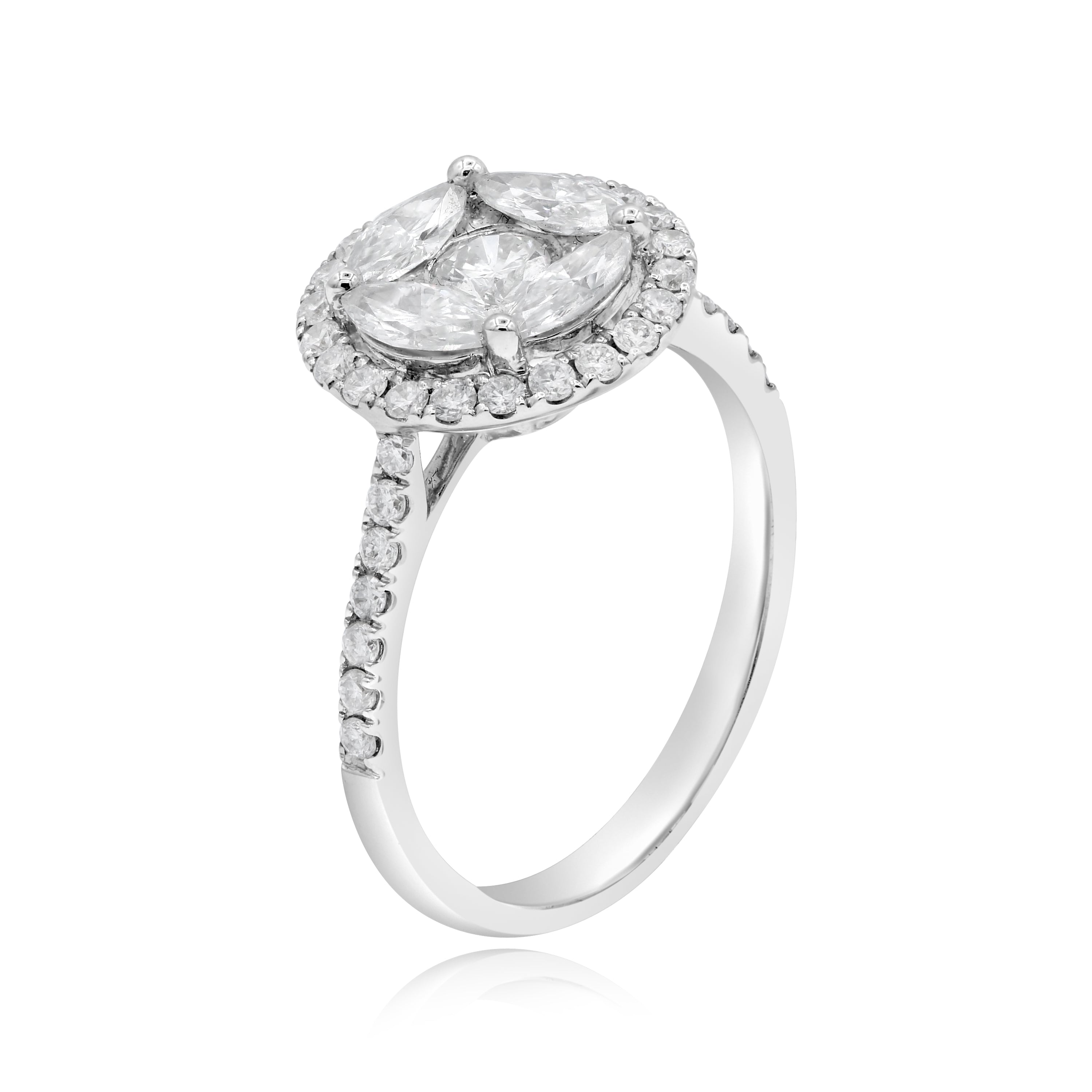 1.35 ct. Diamond 18K White Gold Halo Round Illusion Ring